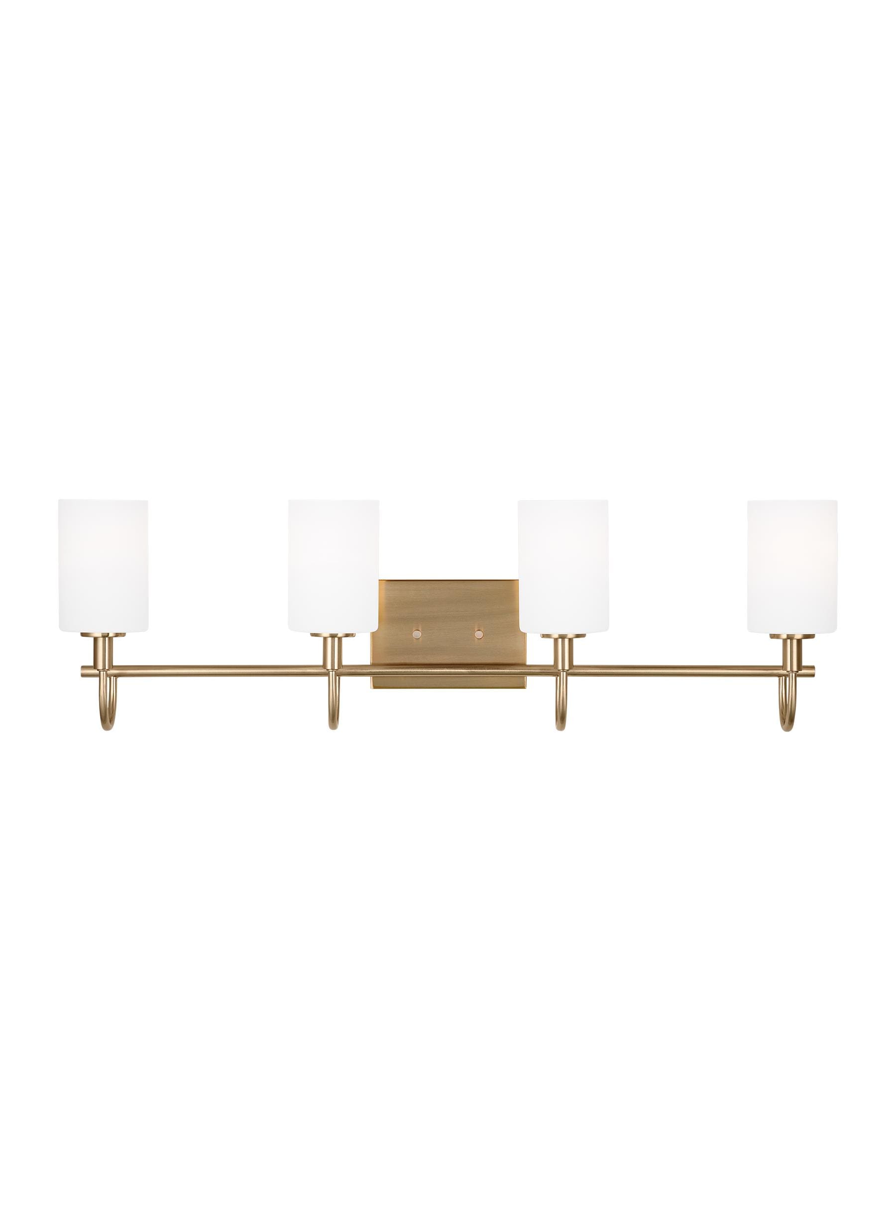 Generation Lighting 4457104EN3-848 Oak Moore 10-in 4 -Light Satin Brass Traditional Vanity light