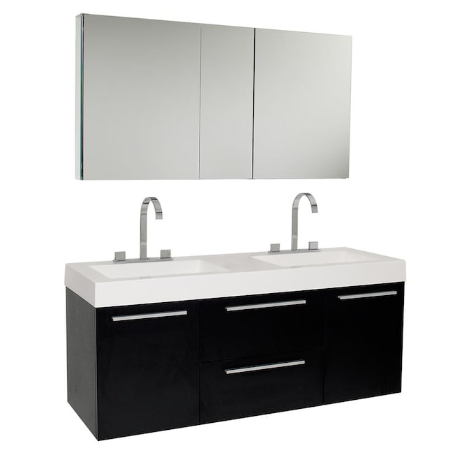 Black Double Sink Bathroom Vanity With, 54 Double Sink Vanity