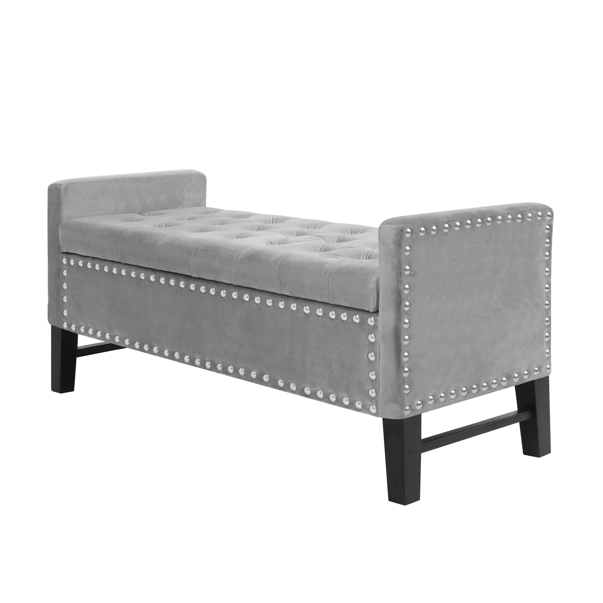 Emmaline x Storage Storage 22.05-in Inspired Light in the Grey 50-in Home department Bench Benches Modern with at