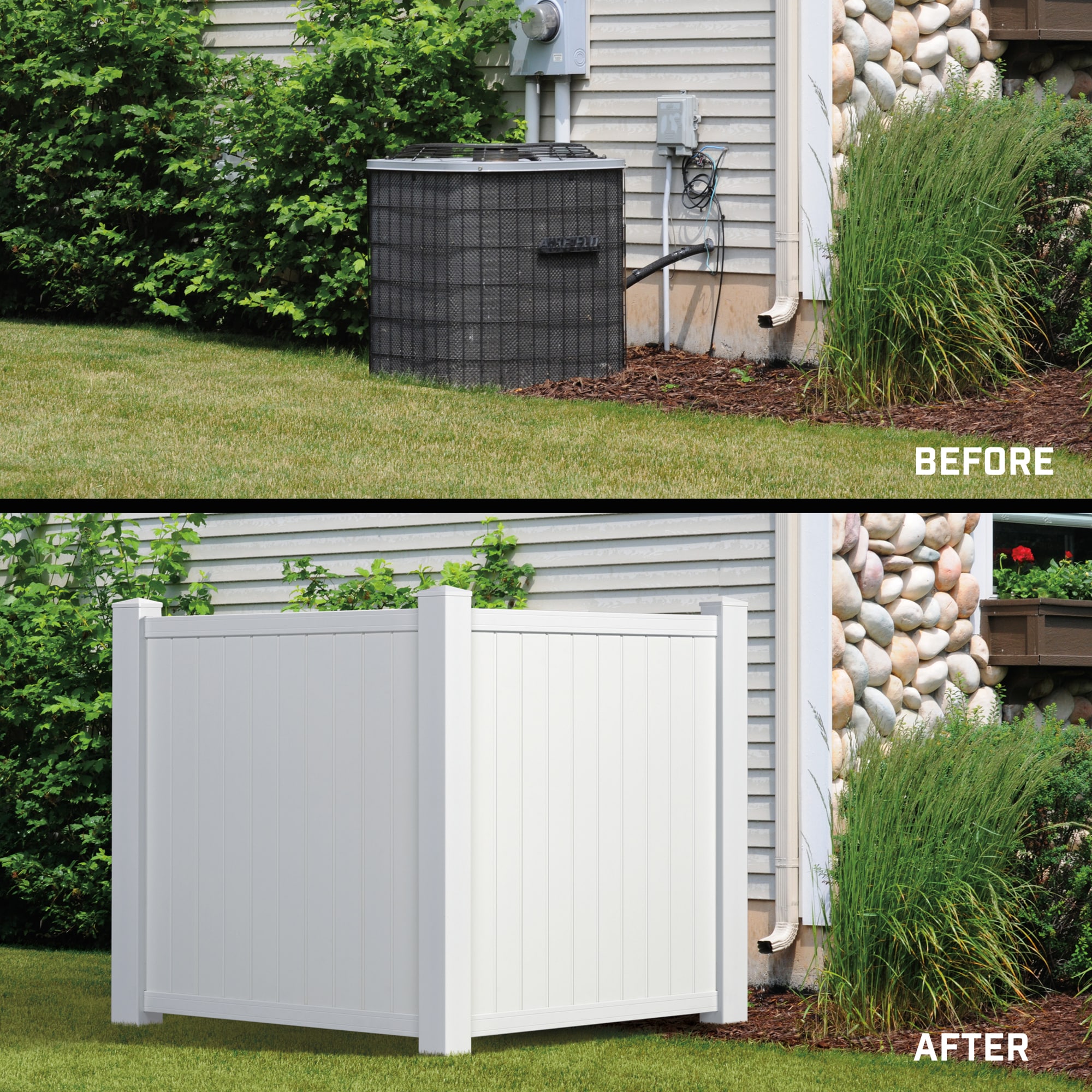 Outdoor Essentials Privacy Corner Accent 5-ft H x 4.5-ft W White Privacy Vinyl Flat-top Fence Panel (Unassembled)