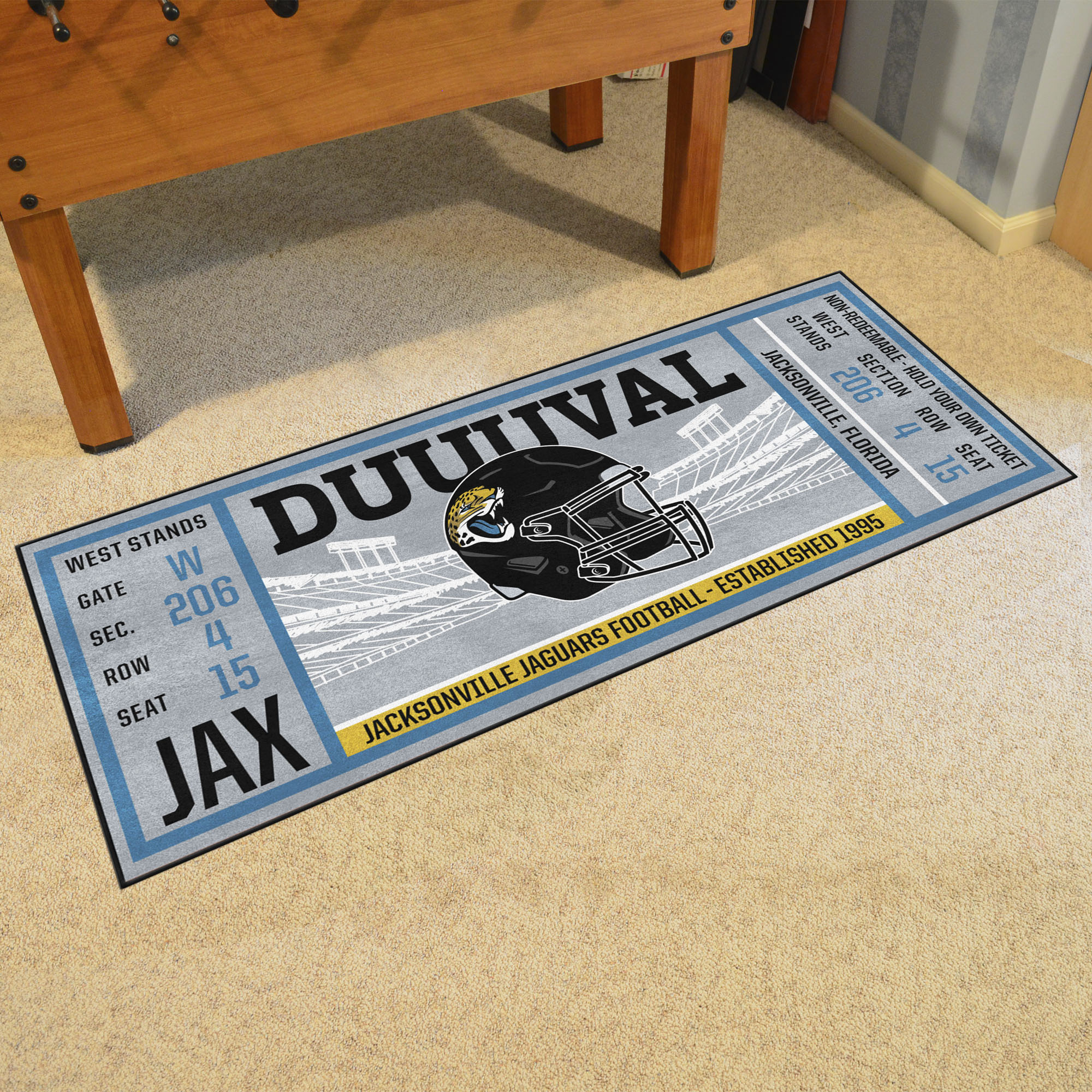 FANMATS NFL Ticket Runner 3 x 6 Black Indoor Solid Runner Rug in