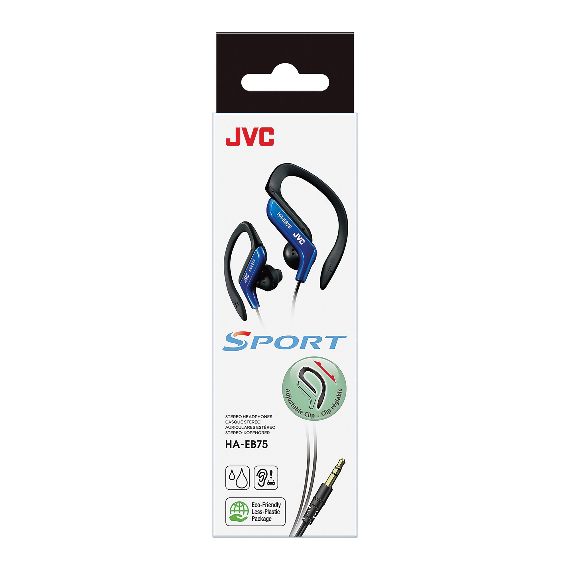 JVC HA-EB75-A Sports Ear Adjustable Clip Headphones, Blue