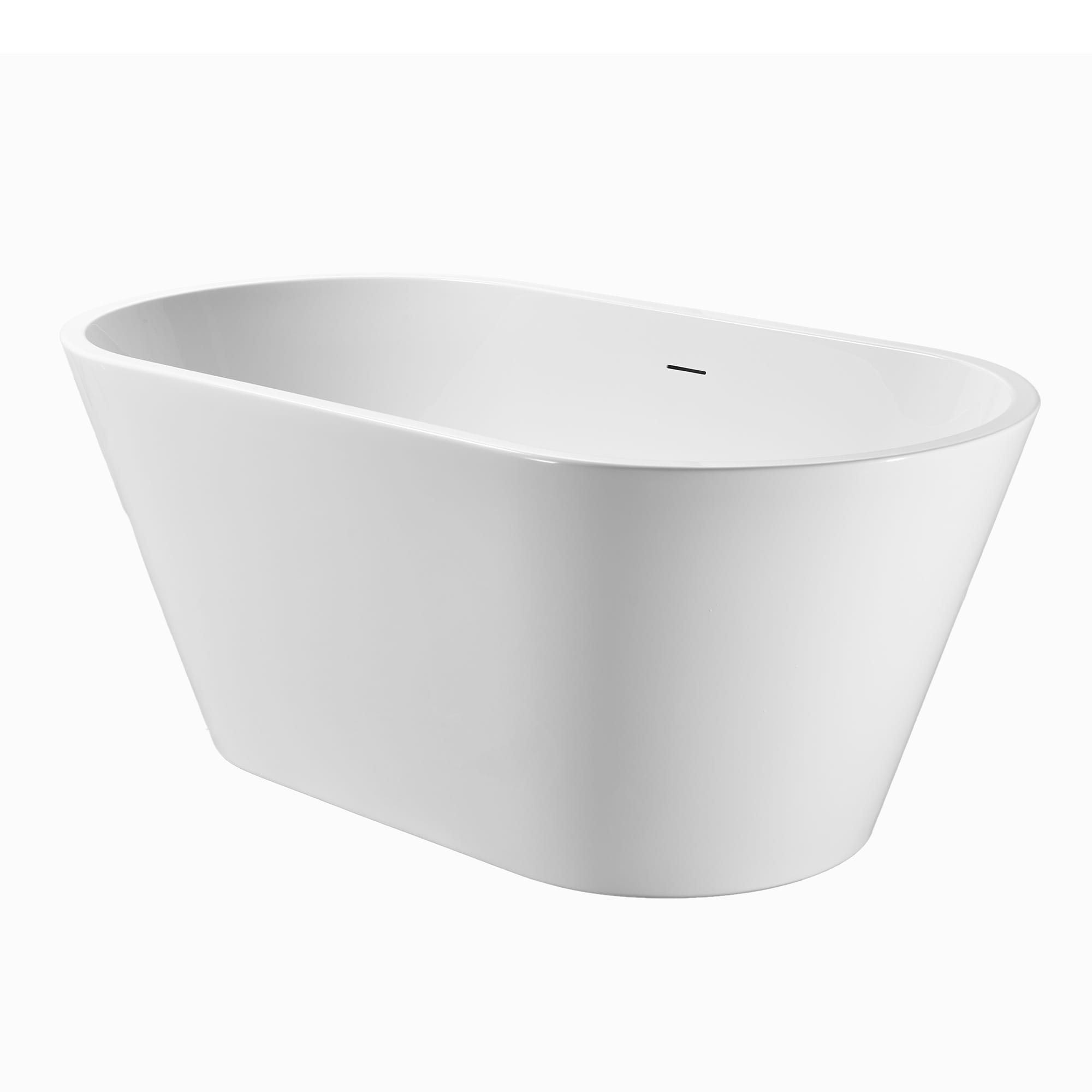 LIVACA 63-in Acrylic Freestanding Bathtub Oval Soaking Stand Alone Bath Tub with Toe-Tap Chrome Drain and Classic Slotted Overflow cUPC Certified Glossy White