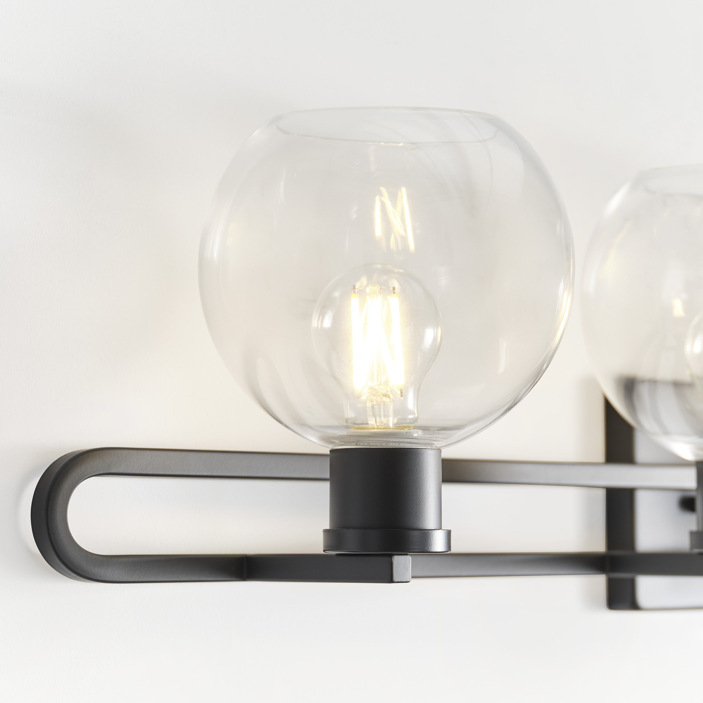 Midnight Black Clear Glass 4-Light Vanity Fixture