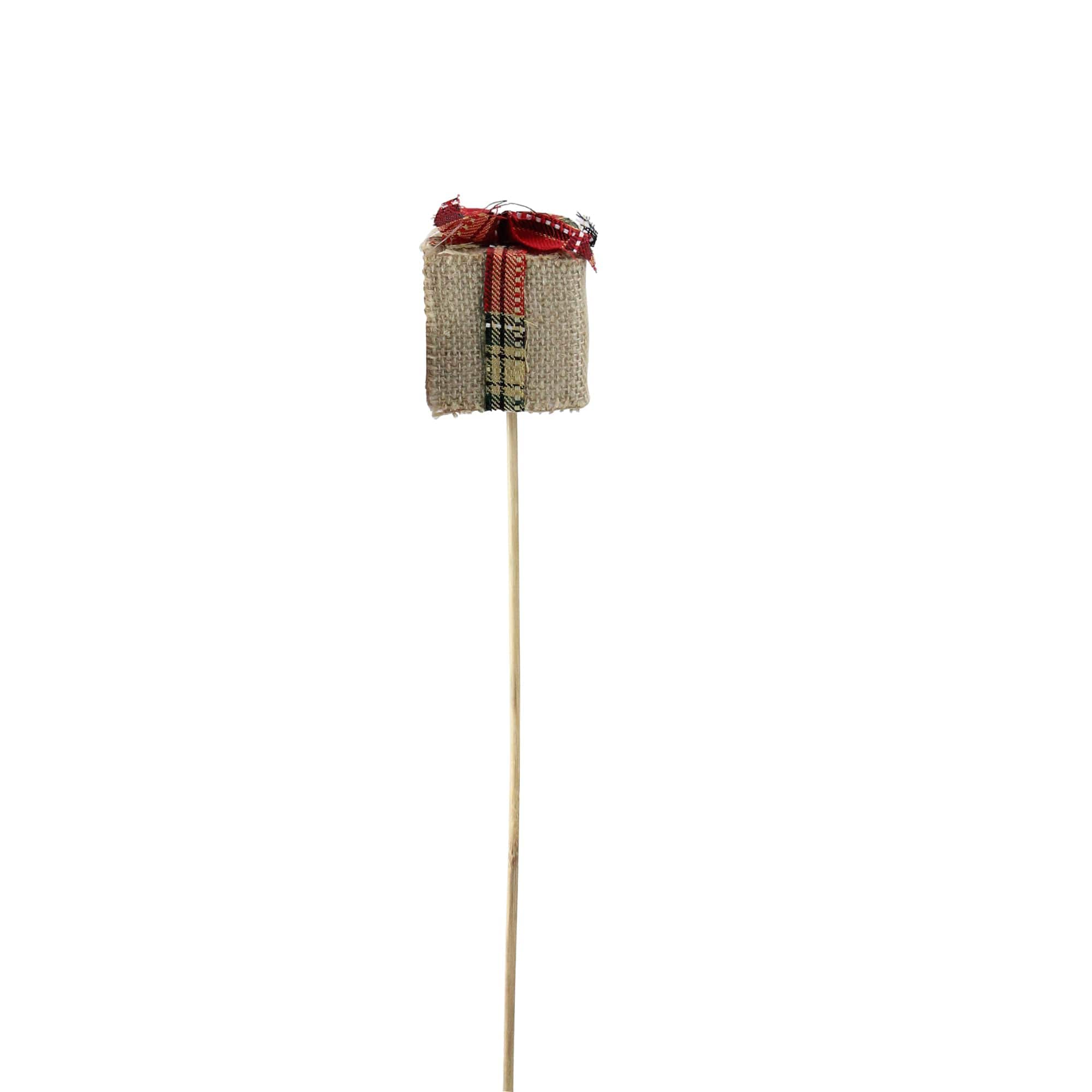 Northlight 16 inch Tan Brown and Red Christmas Gift Box Shaped Pick #NORTHLIGHT-JA01523