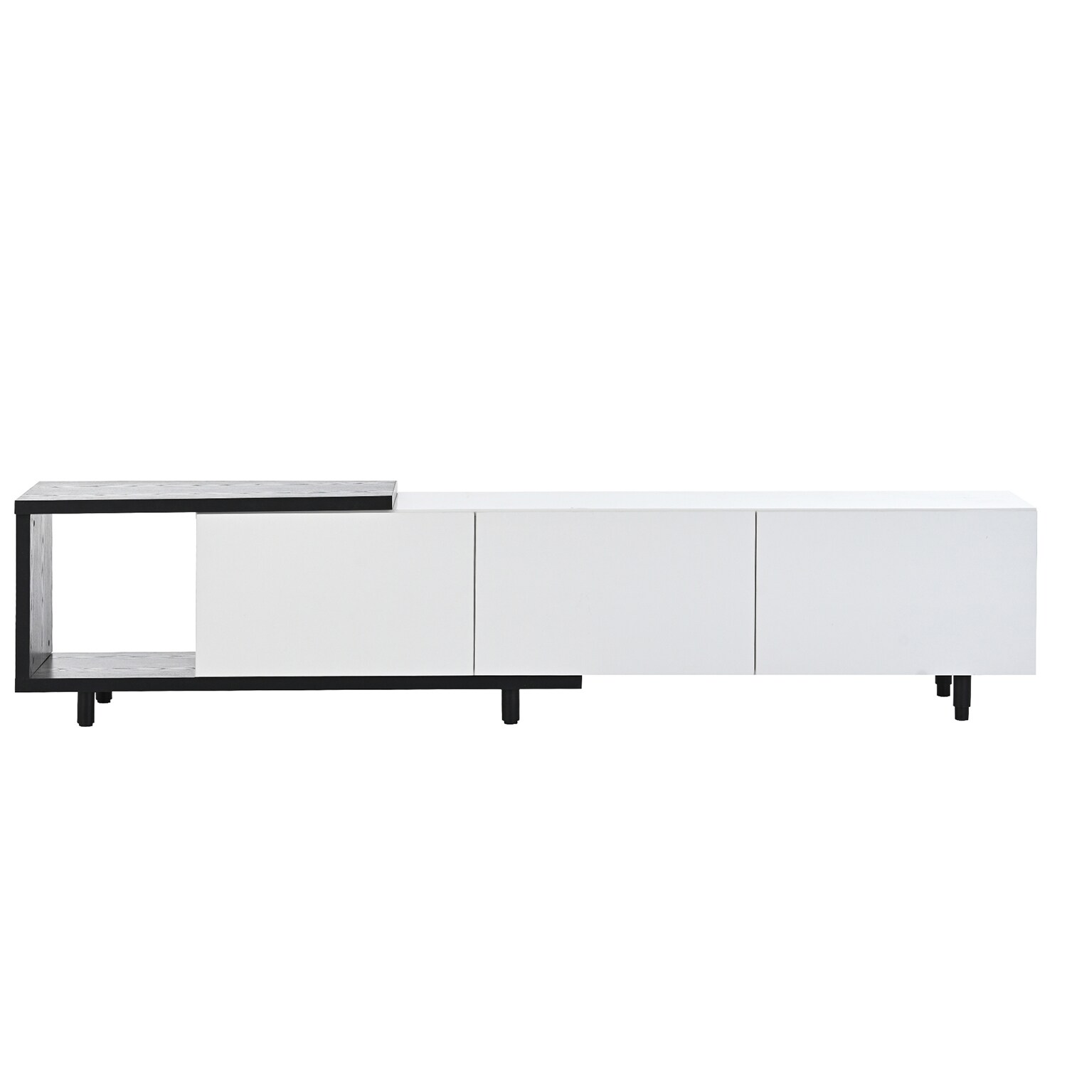 Modern TV Stand Retracted & Extendable 3-Drawer Media Console-Wehomz