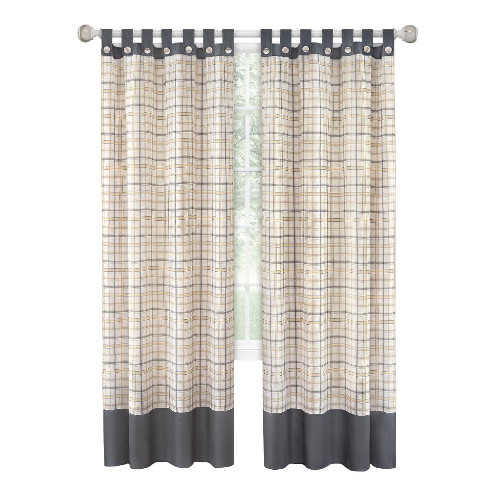 Achim TTPN63GY06 63-Inches Grey Plaid Light filtering Rod pocket Single curtain panel
