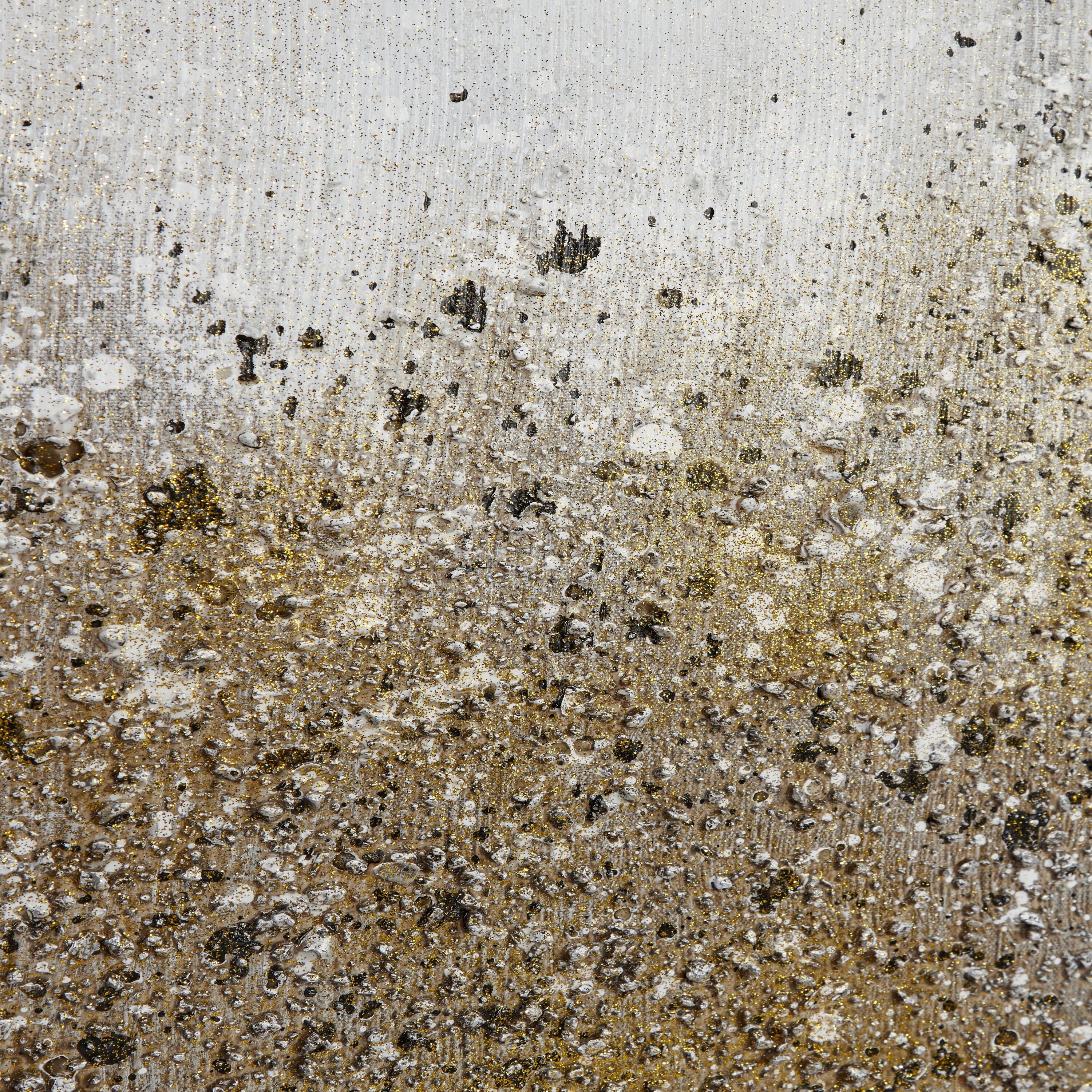 Gold and White Glitter Acrylic Abstract Framed Wall Art Set