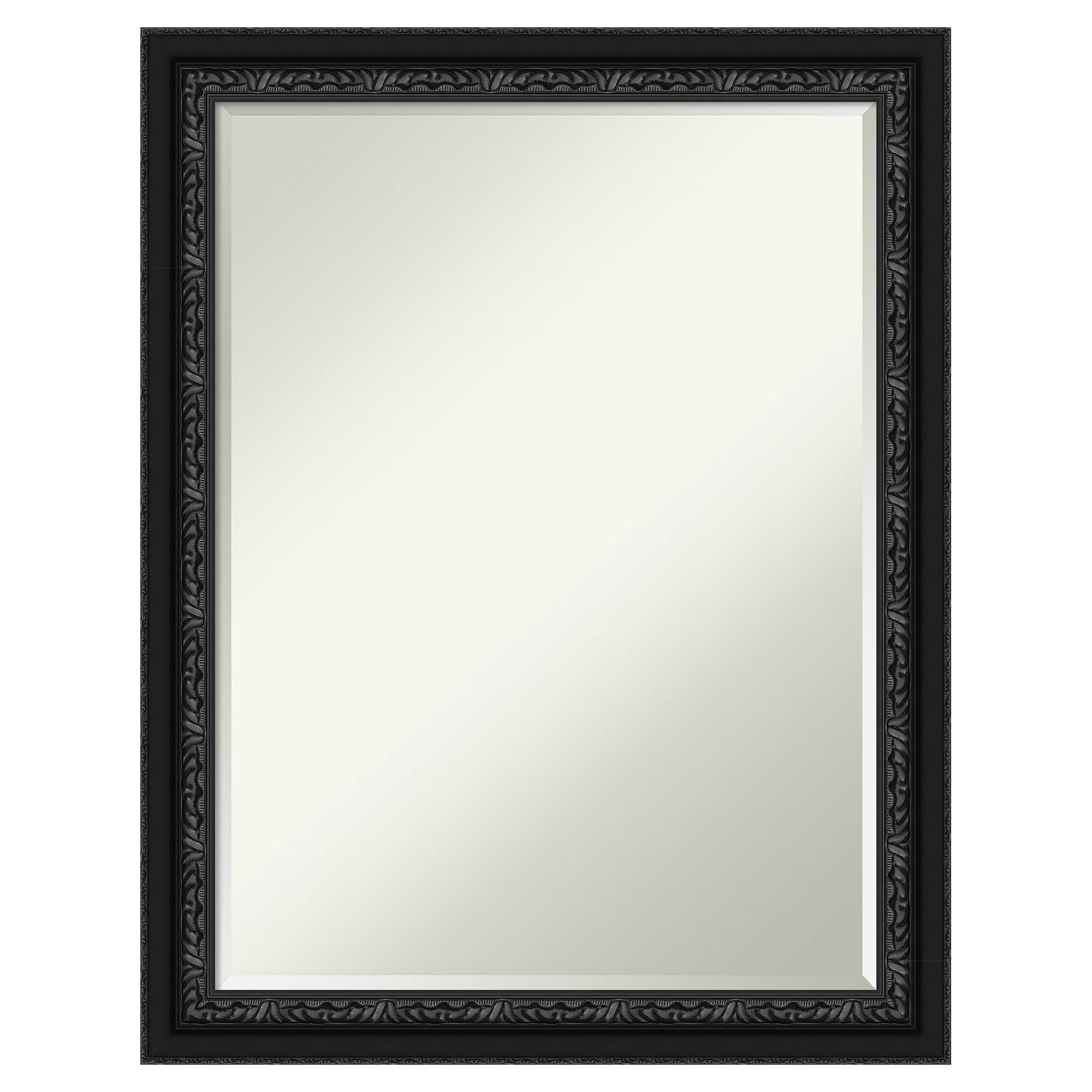 Amanti Art -  Petite Bevel Mirror Downton Black Framed Wood Bathroom Wall Mirror 27.5 x 21.5 in.