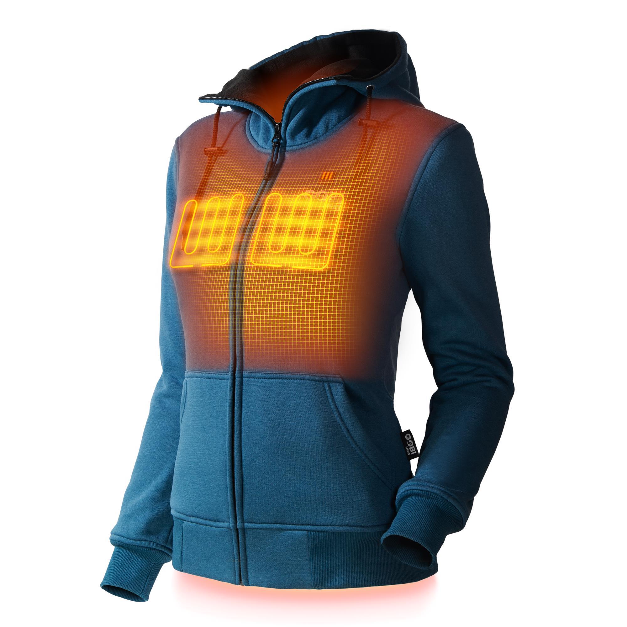 Gobi Heat Women s Heated Hoodie Medium Blue Wind and Water