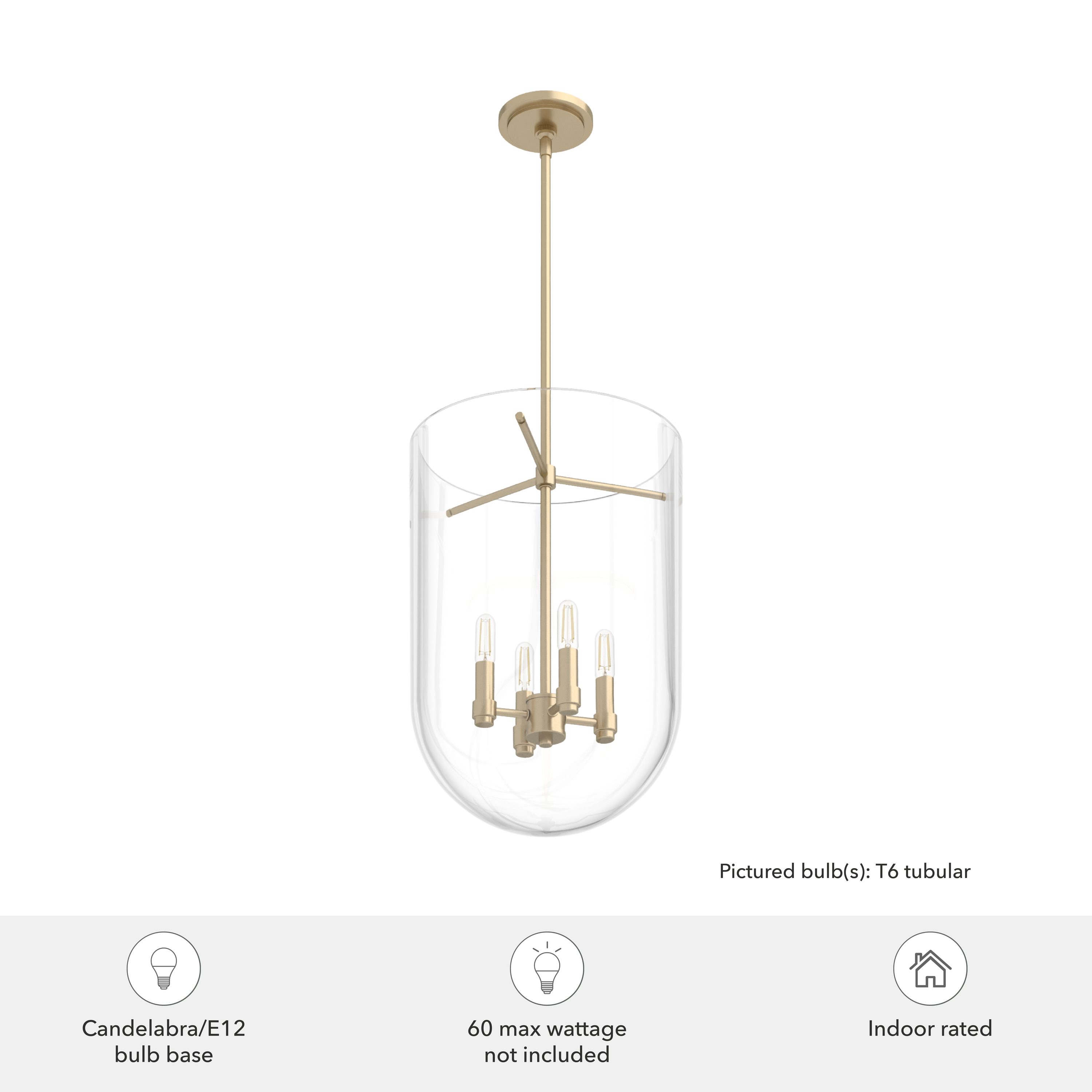 Alturas Gold Bell-Shaped Clear Glass Nickel Pendant Light