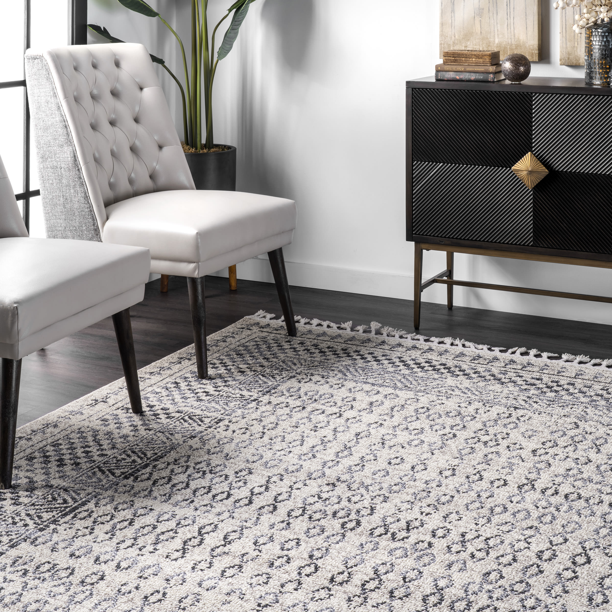 Ivory Diamond Braided Reversible Synthetic Rug, 2' x 4'