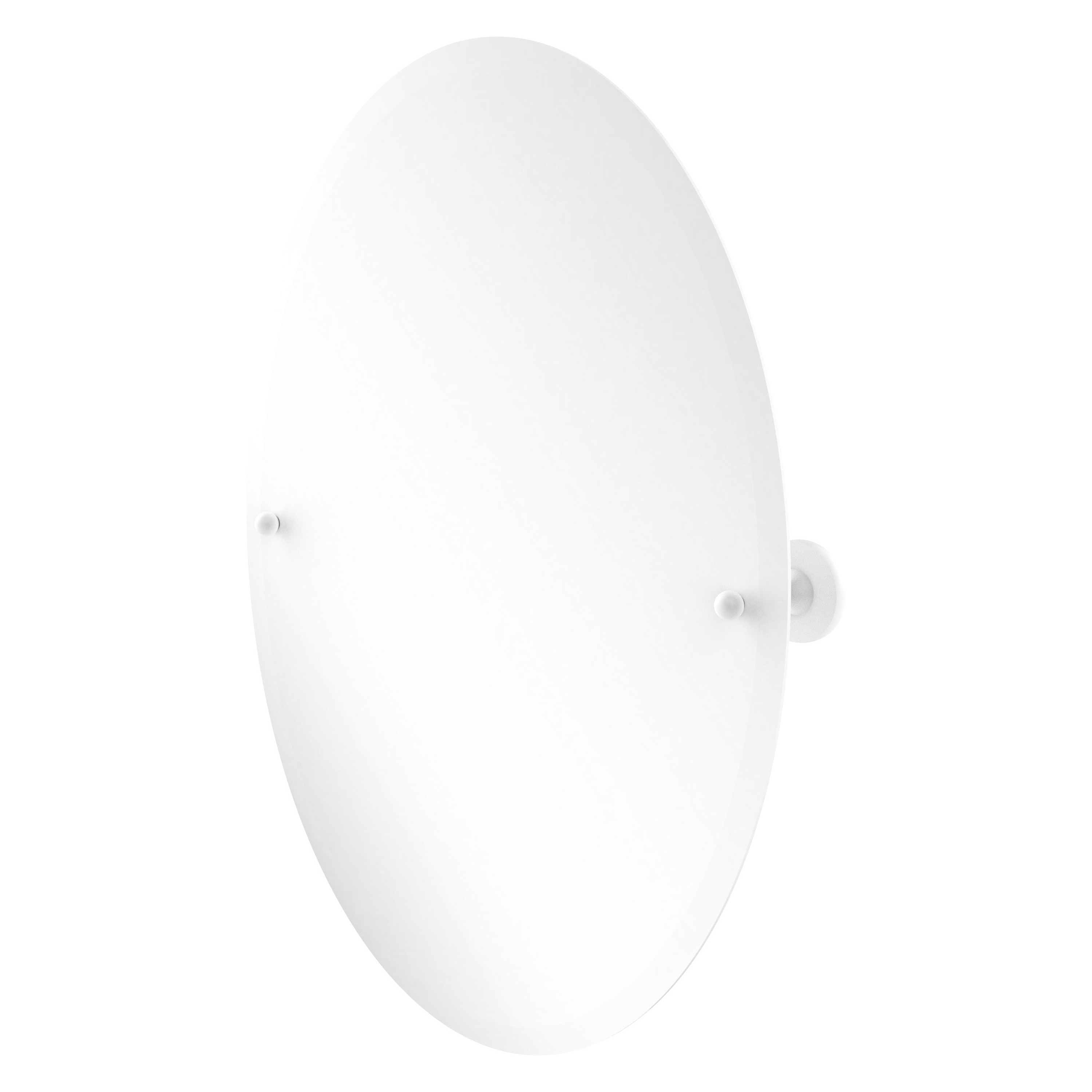 Allied Brass SL-91-WHM Shadwell 21-Inches x 3.4-Inches Beveled Frameless Oval Tilting Bathroom Vanity Mirror ( Matte White )