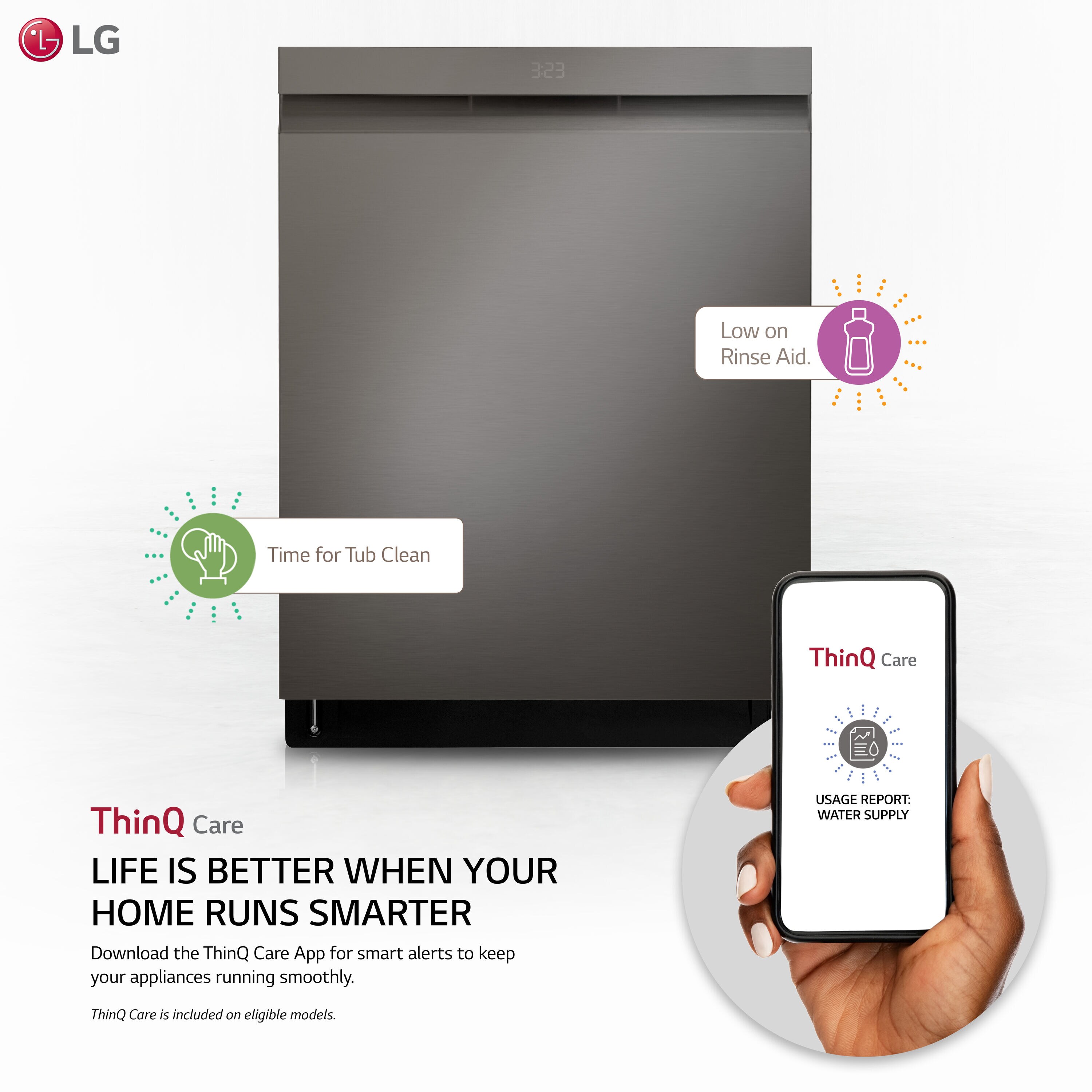 LG Top Control 24in Smart BuiltIn Dishwasher (Printproof Black