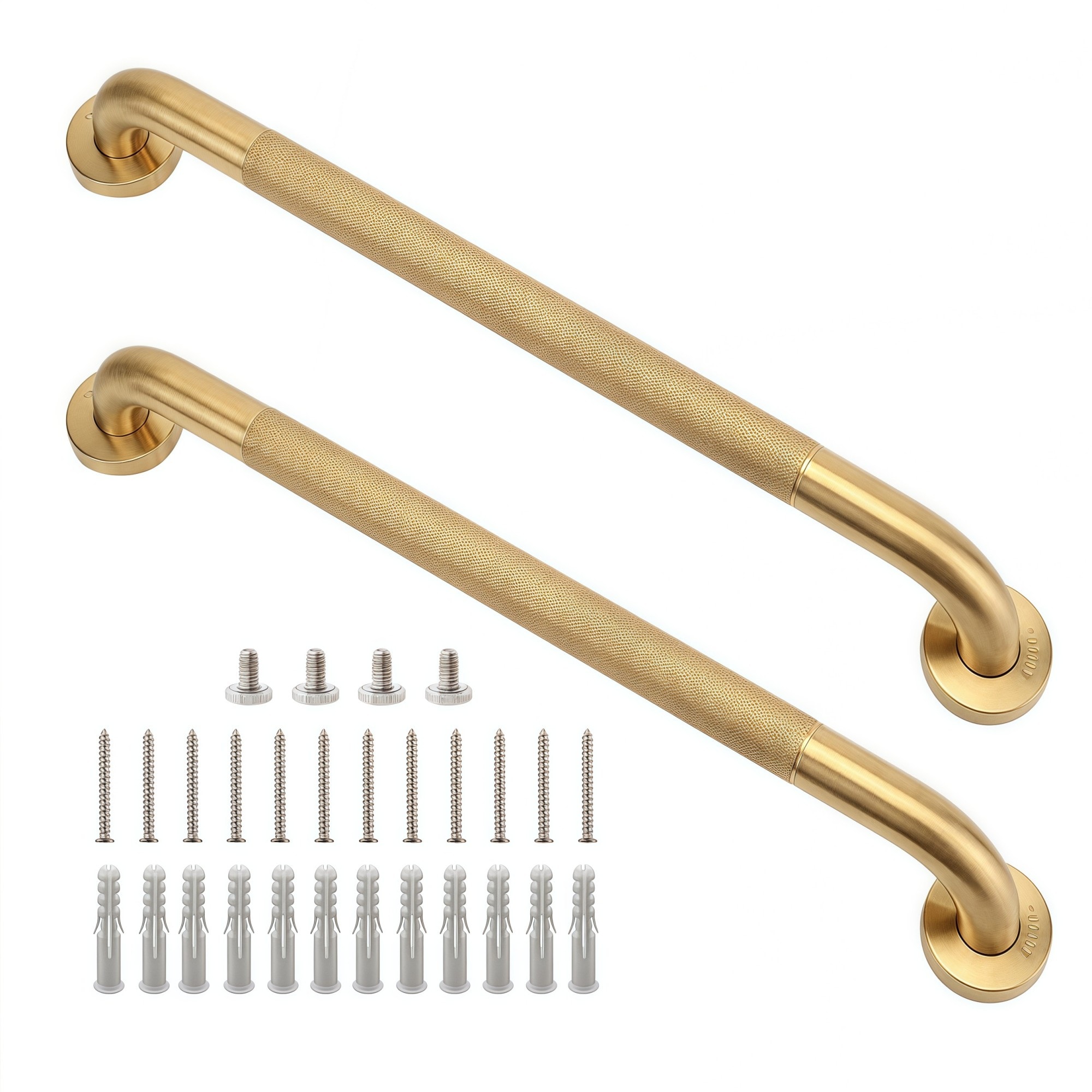 Numhew 24in L 1.25in Diameter 2-Pack Gold Anti-Slip Bathroom Grab Bar