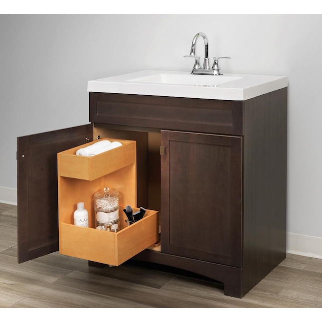 Style Selections Vanity Storage Natural Finish Bathroom Drawer Organizer 12 In X 18 The Accessories Department At Com - Bathroom Sink With Under Storage Drawers