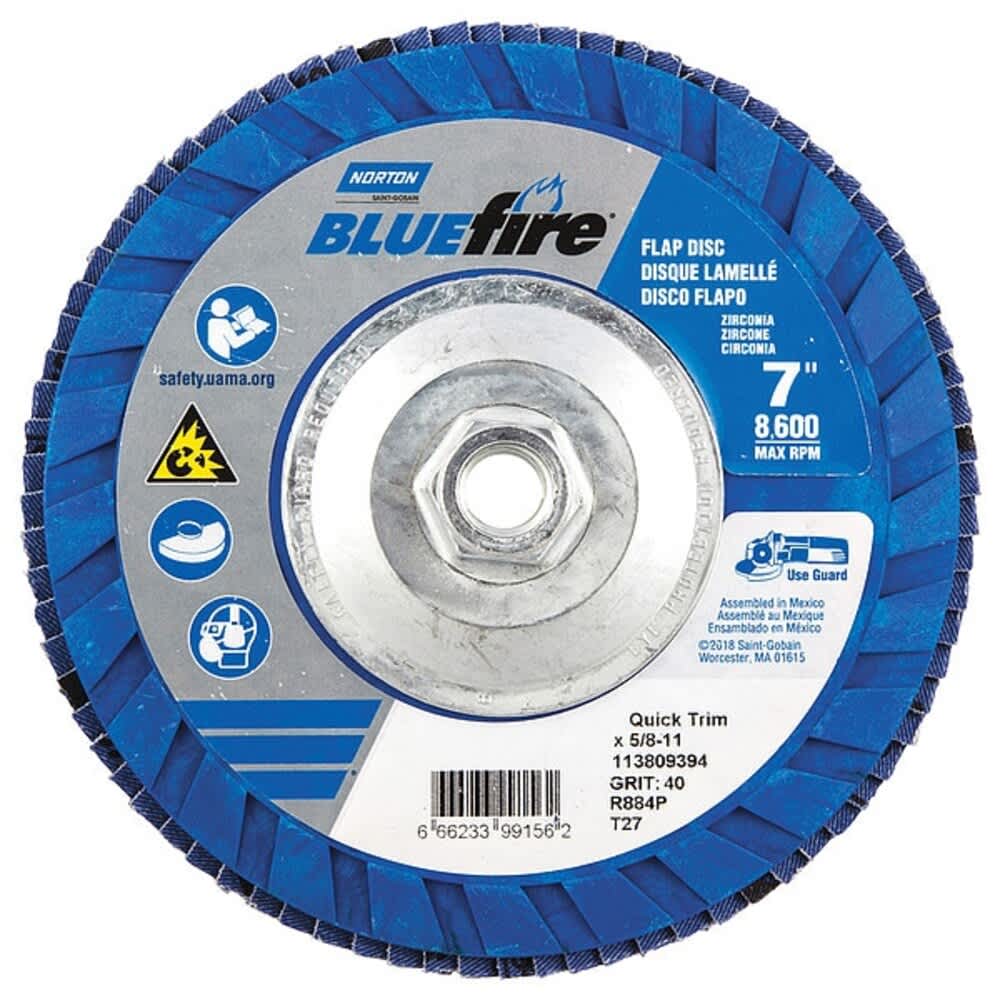 Norton Abrasives  Fiber Disc7 in Dia5/8in ArborP40 Grit 66623399156