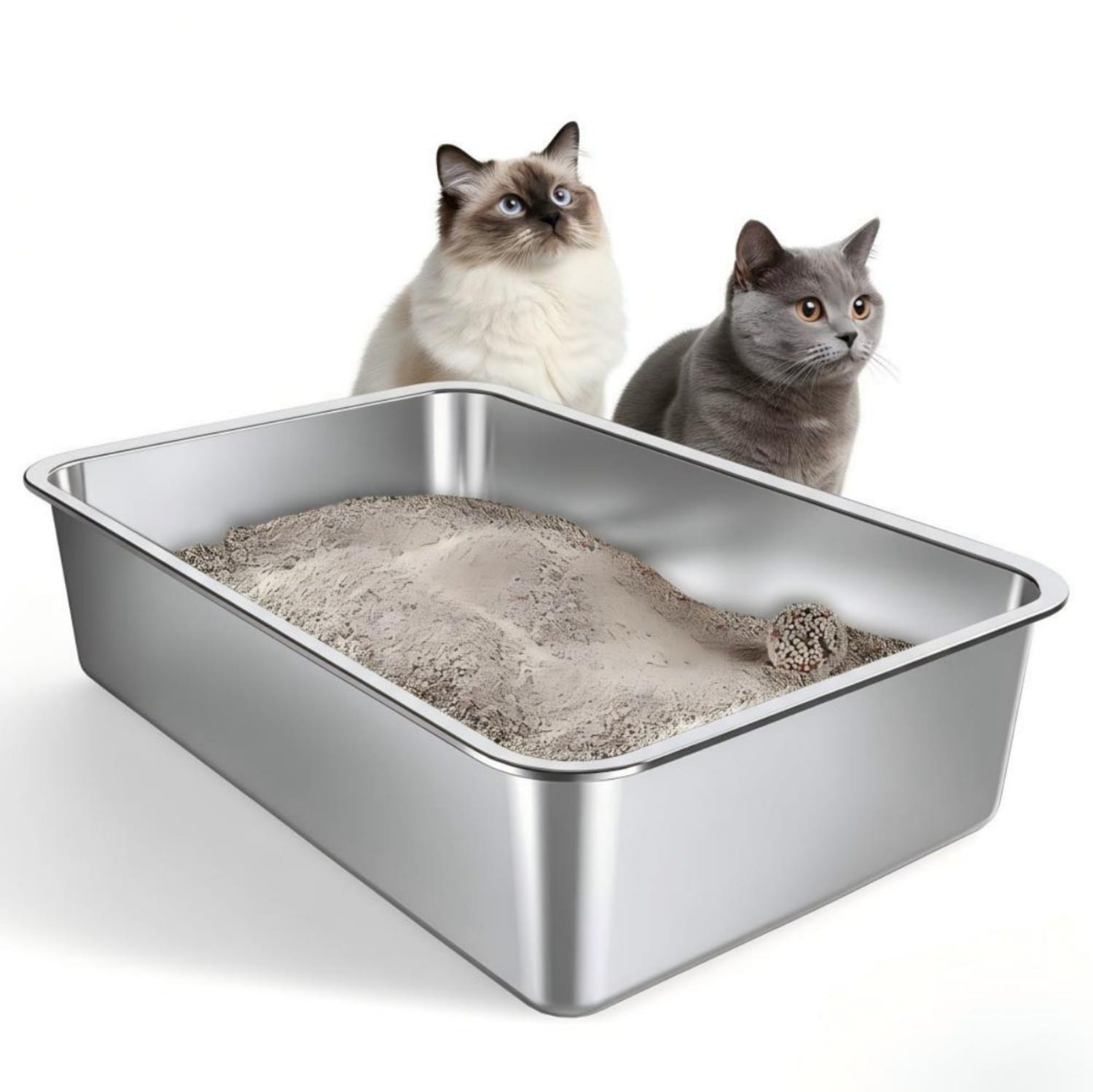 Gimars  Extra Large Stainless Steel Cat Litter Tray with High Sides Rustproof Metal Litter Pan Easy Clean Odor Resistant Litter Box for Cats and Rabbits
