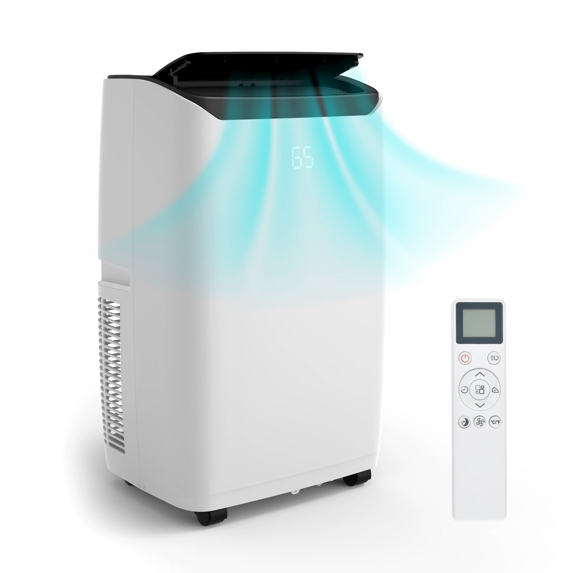 Idealhouse 14000 BTU Portable Air Conditioner 3 in 1 AC Unit Dehumidifier and Fan Cools Rooms up to 750 Sq Ft Remote Control 3 Speeds 24H Timer Energy Efficient Floor Standing for Home and Office Dark Top Cover