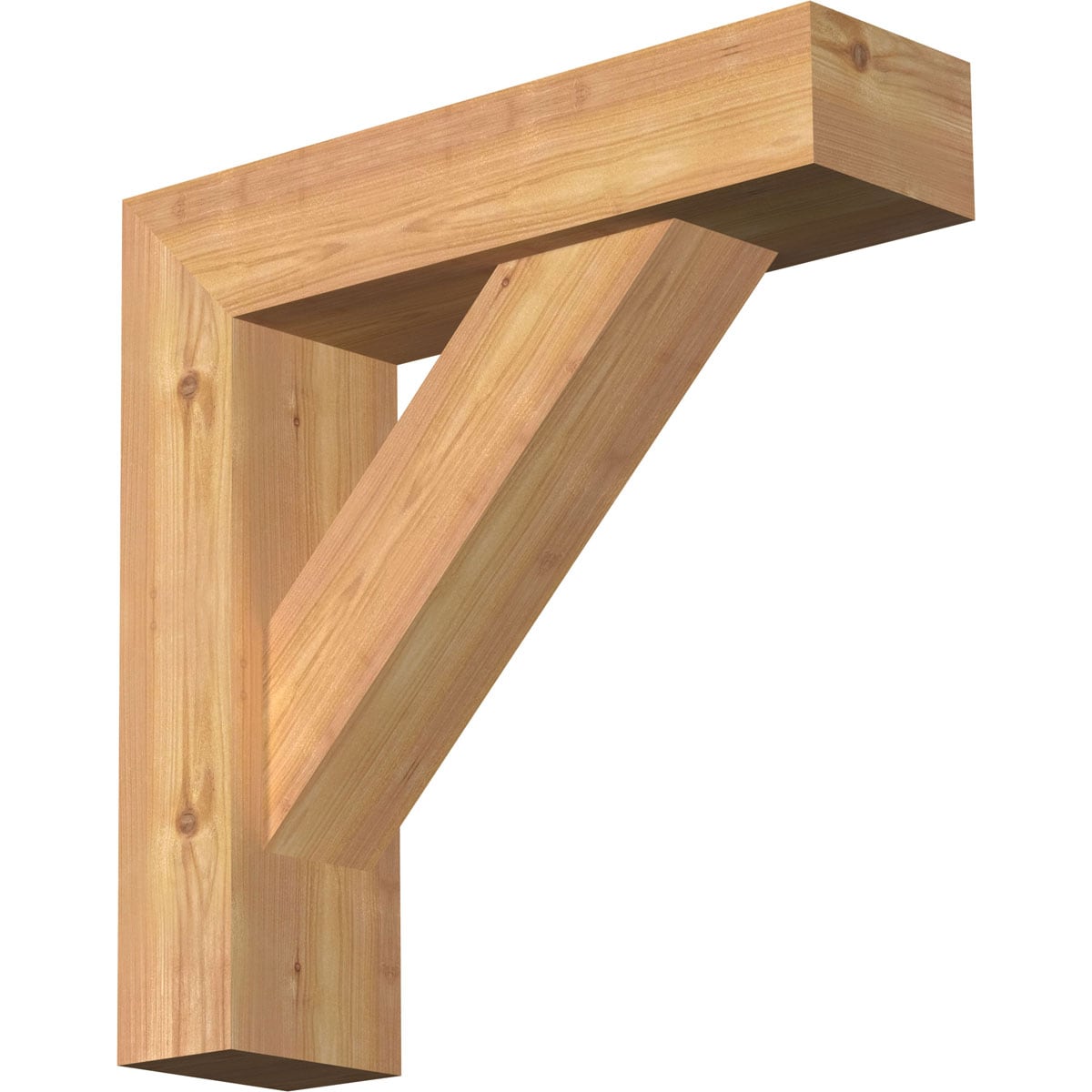 Ekena Millwork 1464837 Traditional Block Smooth Bracket with Offset Brace Western Red Cedar Wood Standard Bracket