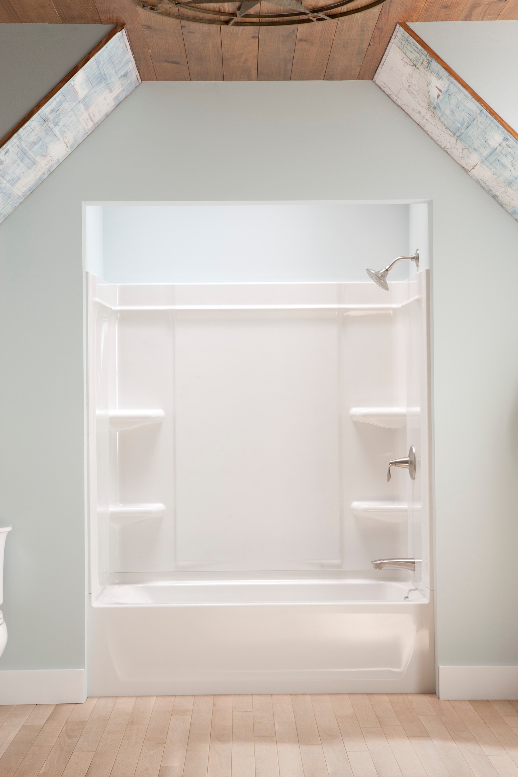 Sterling Medley 60-in W x 72-in H White 1 -Piece Direct to Stud Alcove Shower back wall panel