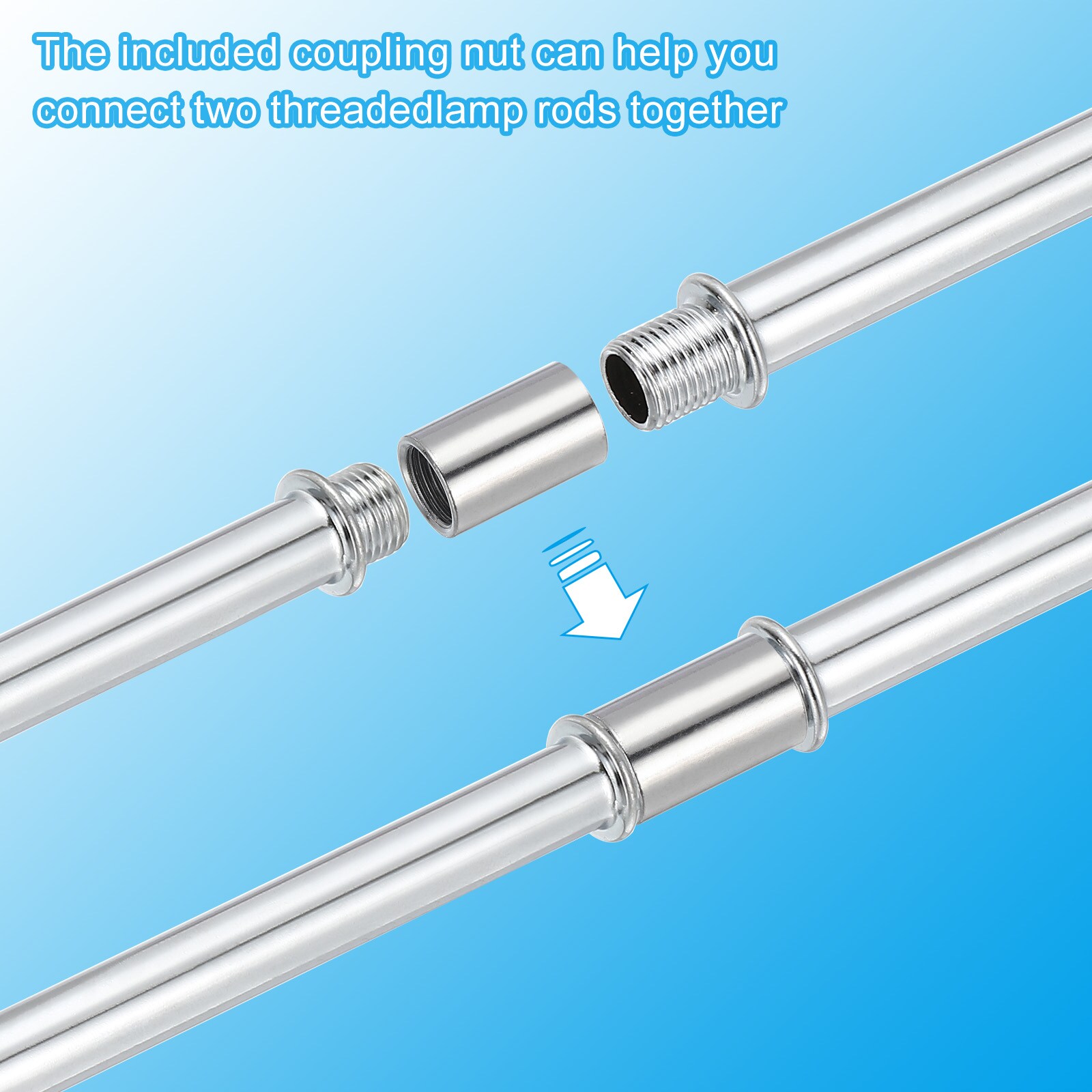 PATIKIL Straight Pipe Lamp Stems Rod Kit 4Set M10 Carbon Steel 70mm(2 ...