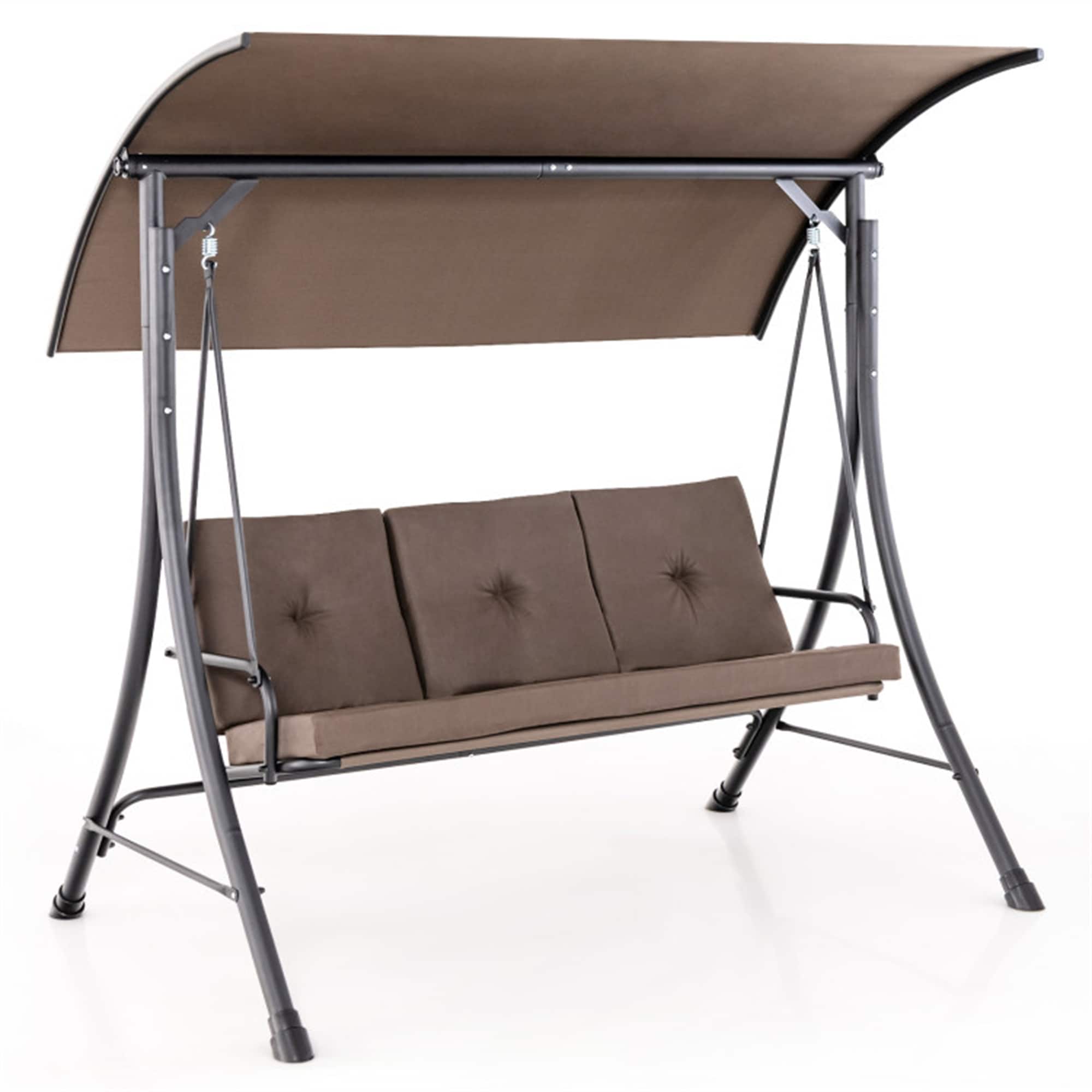 BABOOM BOM-1395GN-CO Outdoor Porch Swing 3 -person Brown Steel Outdoor Swing