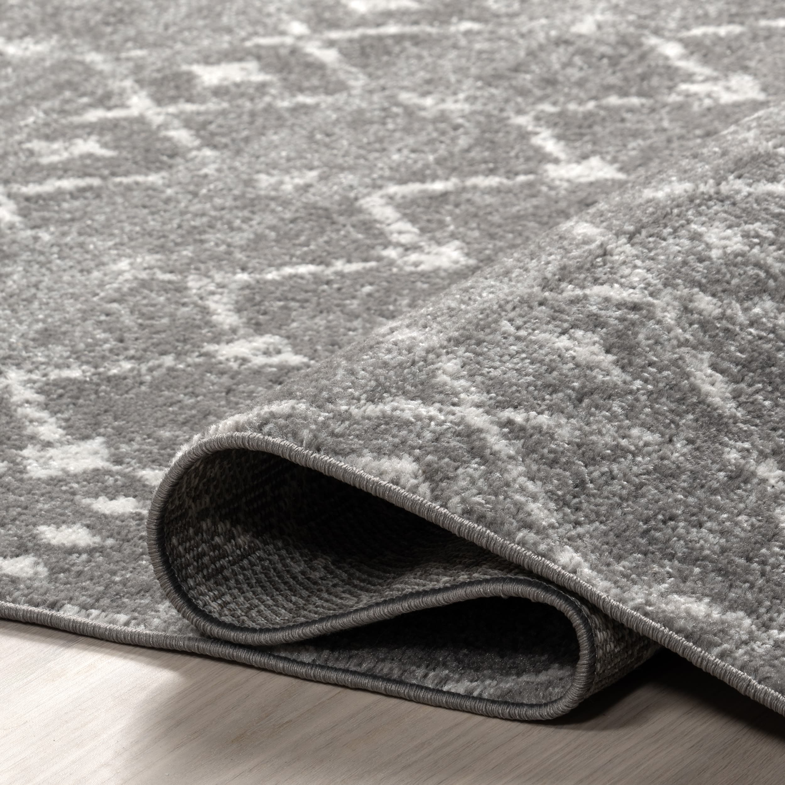 Dark Gray Moroccan Trellis Reversible Area Rug, 8' x 11'