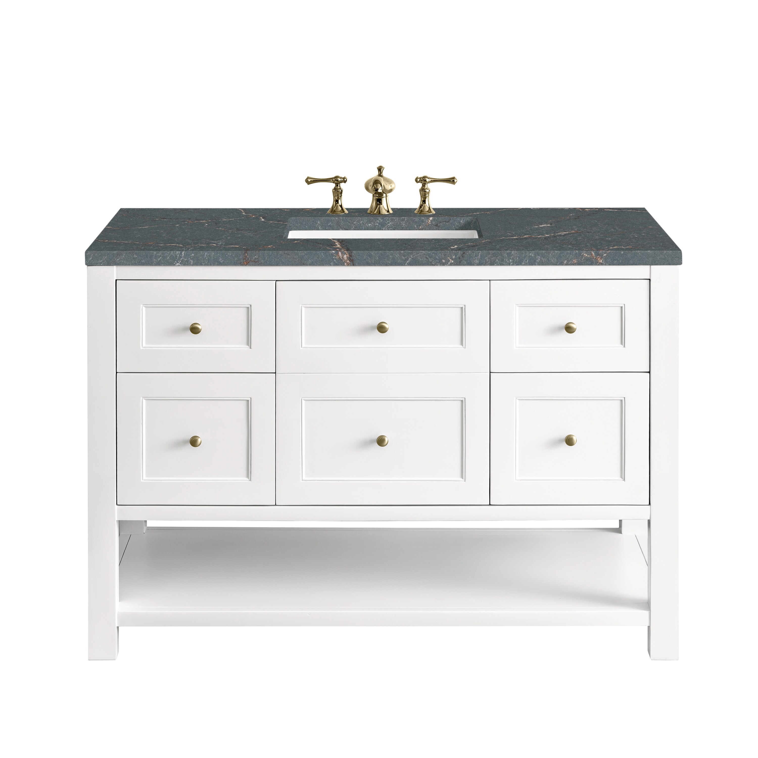 James Martin Vanities 330-V48-BW-3PBL Breckenridge 48-in Bright White Undermount Single sink Bathroom Vanity with Parisien Bleu Quartz Top