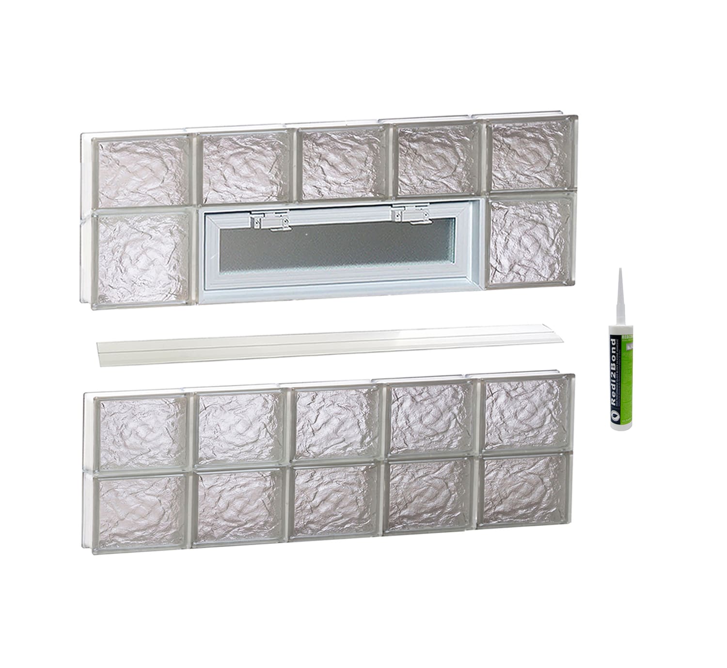 REDI2SET V4026IS Ice Glass 38-3/4-in x 25-in Frameless Replacement Vented Glass Block Window