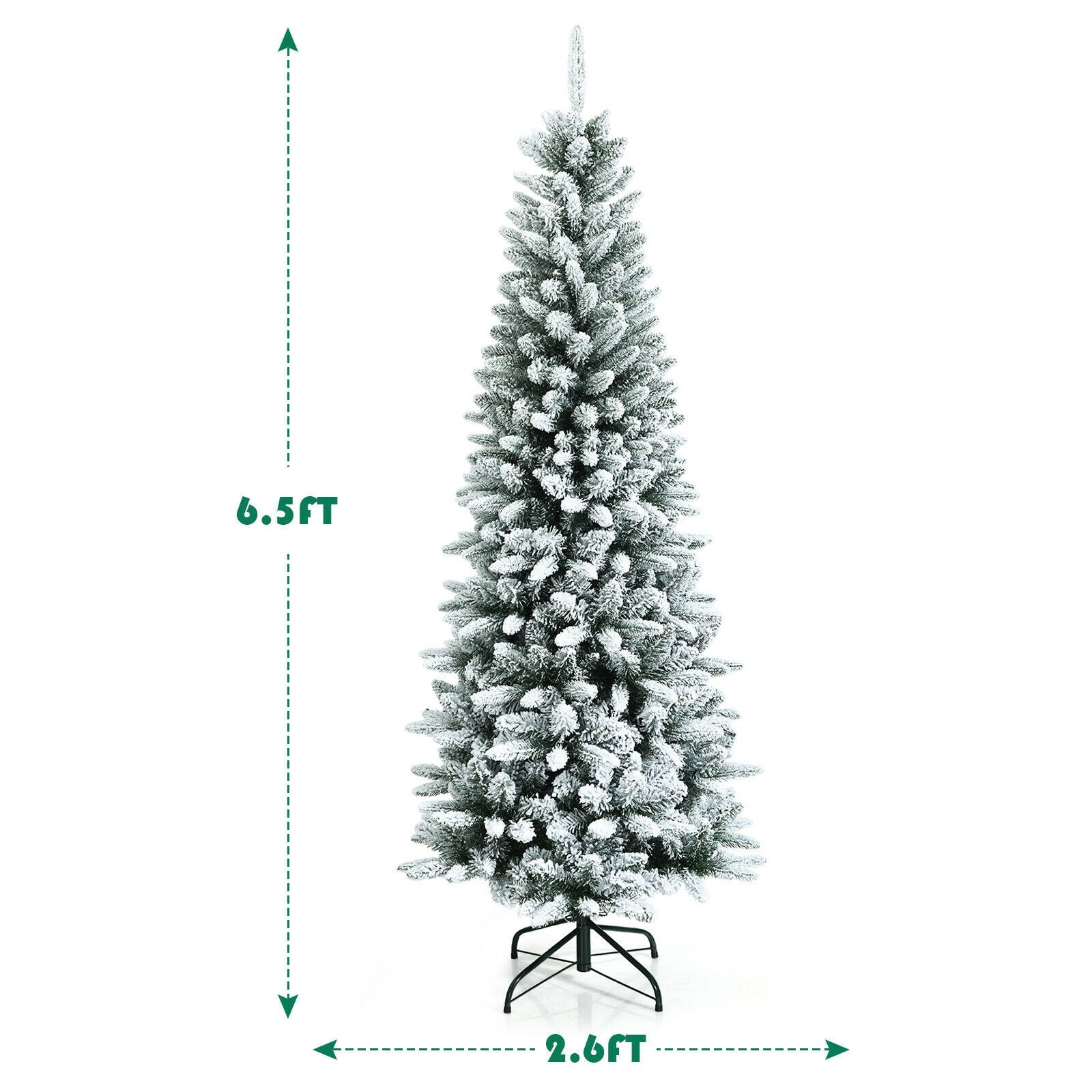WELLFOR 6.5-ft Slim Flocked Artificial Christmas Tree in the Artificial ...