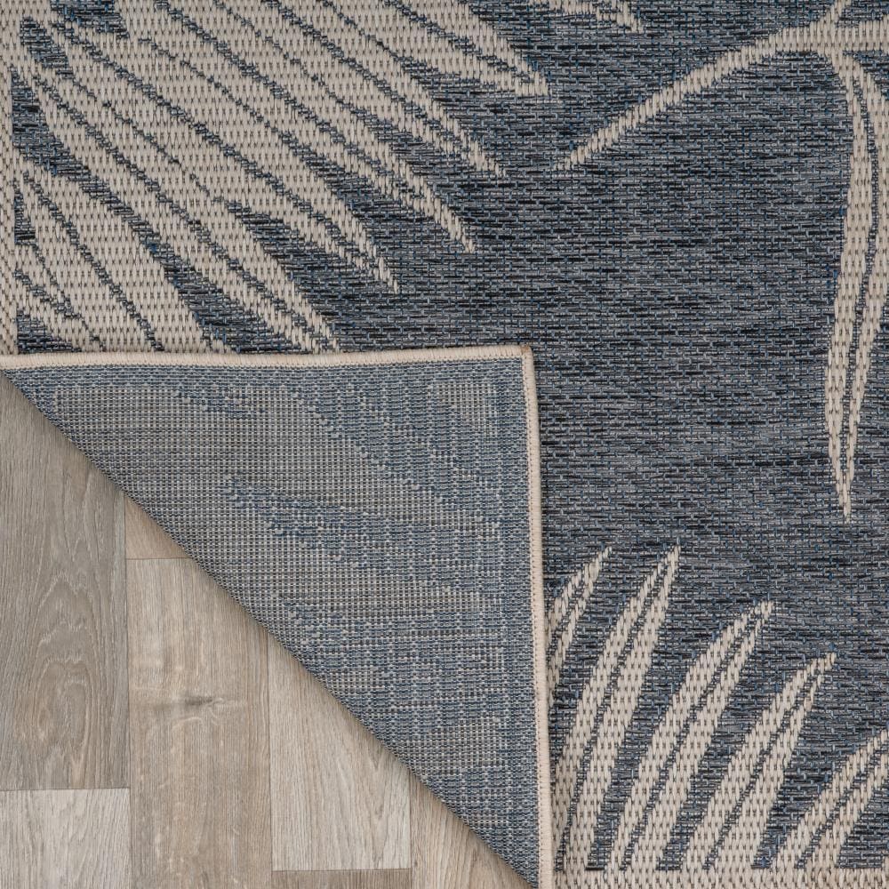 Blue Floral 5' x 7' Reversible Synthetic Area Rug