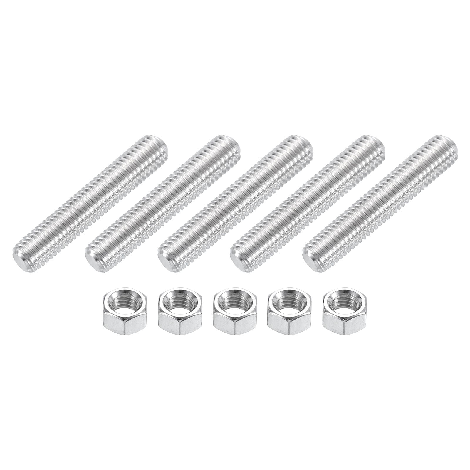 Unique Bargains 3/8inch-16 Fully All Threaded Rod 5pcs 304 Stainless Steel Long Threaded Screw 2.4inch Length Right Hand Threads for Furniture Mounting Assembly Fastening #S26050701UX5399