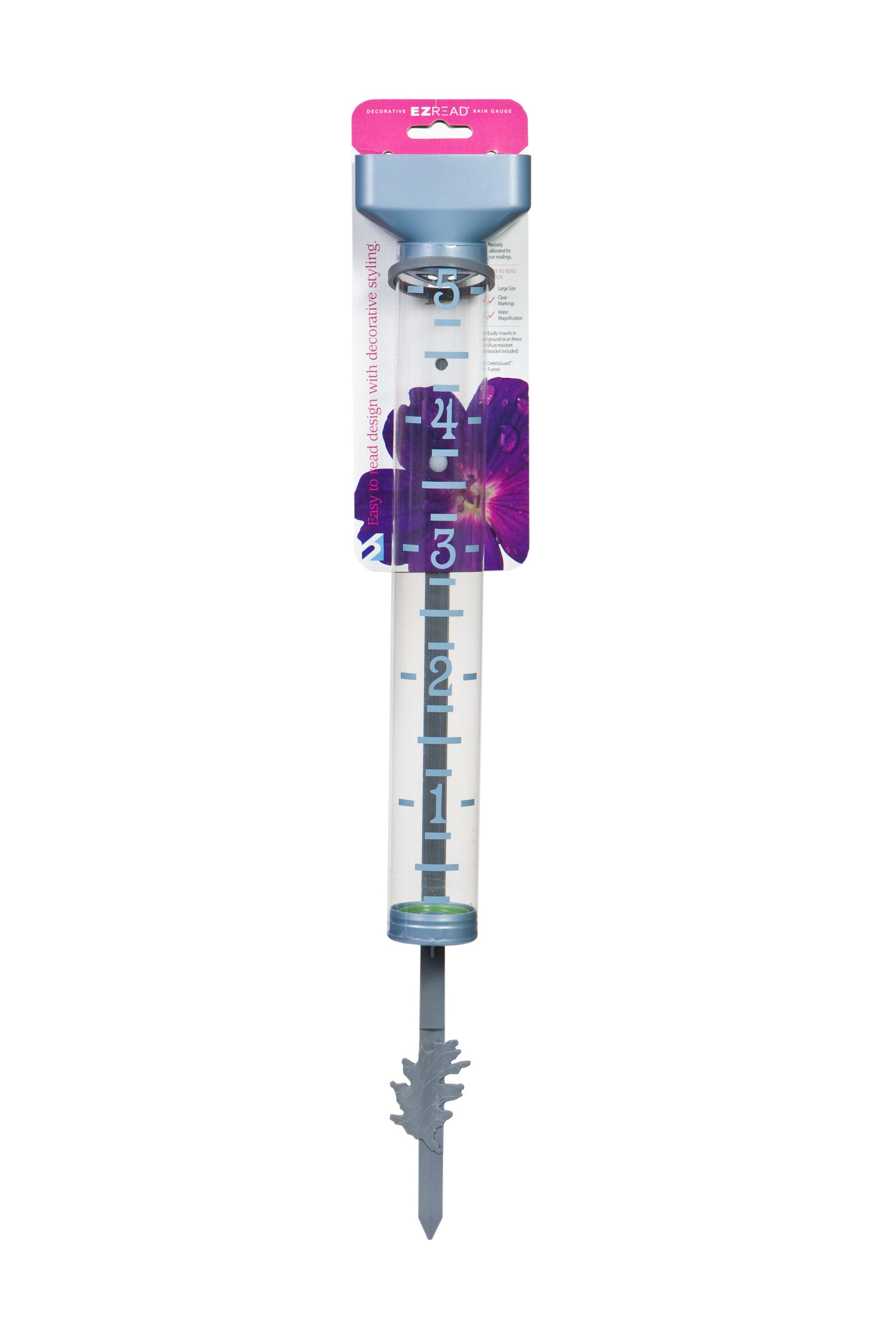 EZRead Plastic Analog Traditional 5-in Rain Gauge #820-0591BLU