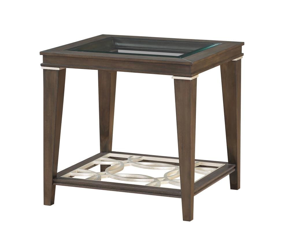 ACME FURNITURE 87992 Peregrine 24-in W x 25-in H Walnut and Glass Wood Modern End Table Assembly Required