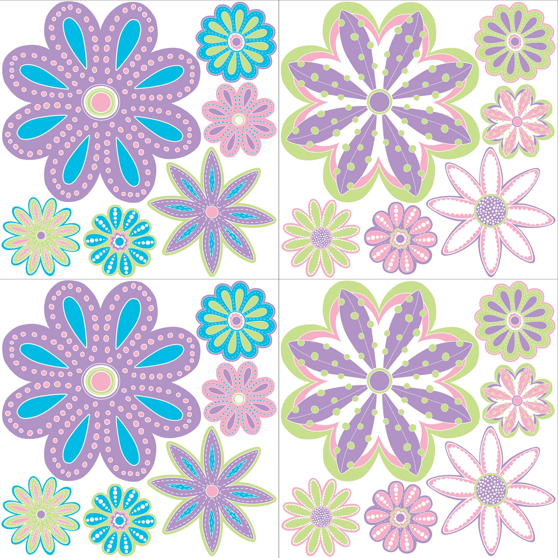 WallPops TWPB0805 52-Inches W x 26-Inches H Self-adhesive Multiple colors/finishes Floral Wall Decal