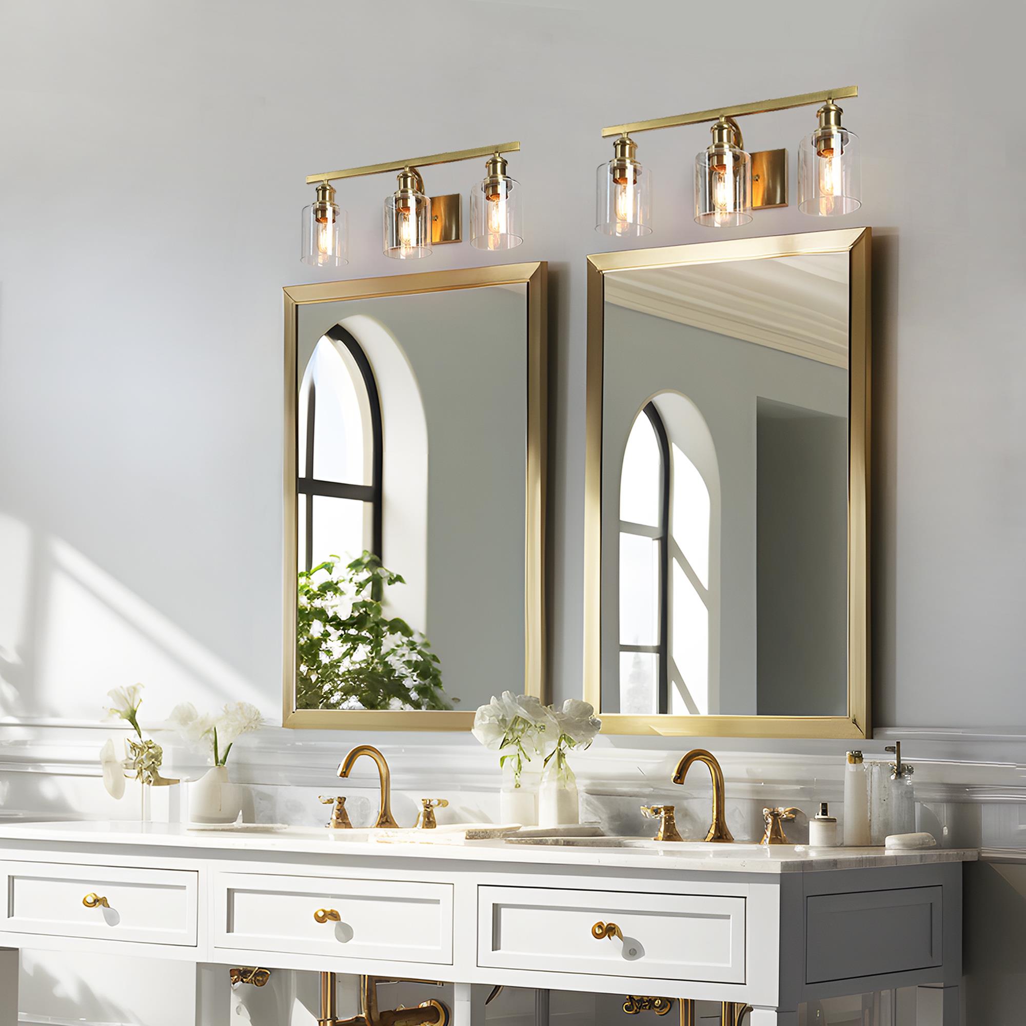 ZEVNI Beecher 22-in 3-Light Polished Glam Gold LED Transitional Vanity ...