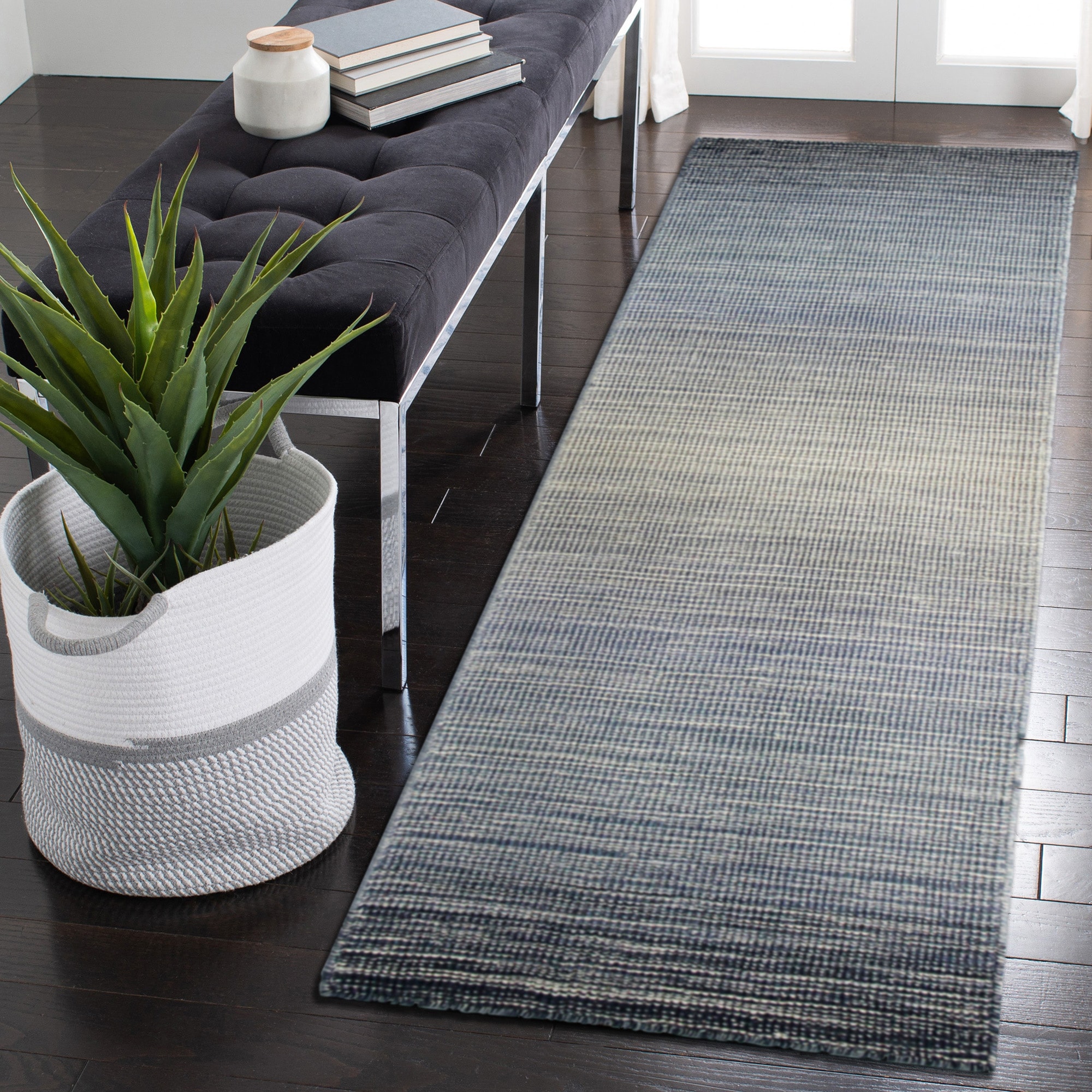 Liora Manne ARBR8753533 Aruba 2 x 8 (ft) Loomed Wool Denim Rectangular Indoor Abstract Runner rug