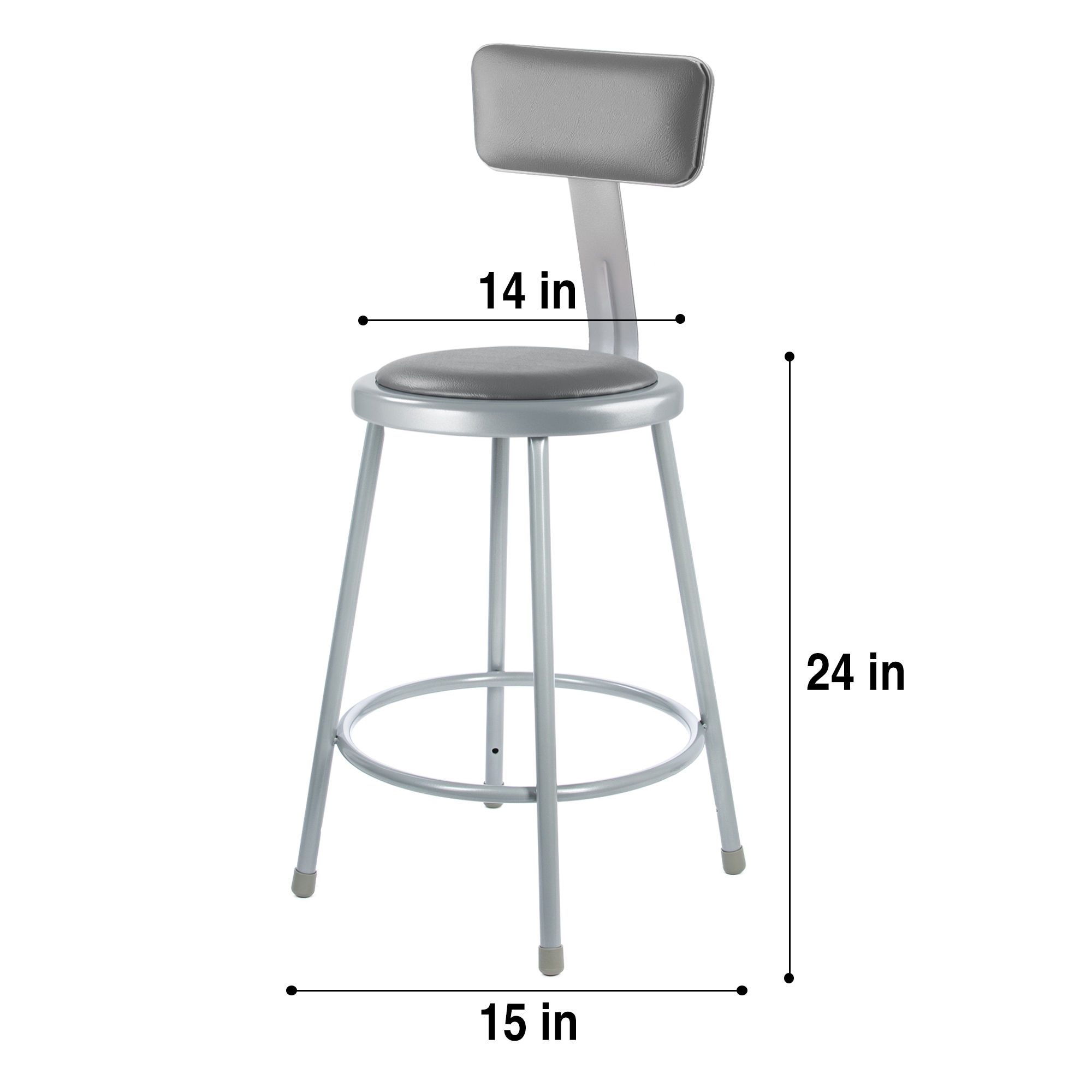 Hampden Furnishings Otto 24 Inch Padded Work Seat Stool with Backrest ...