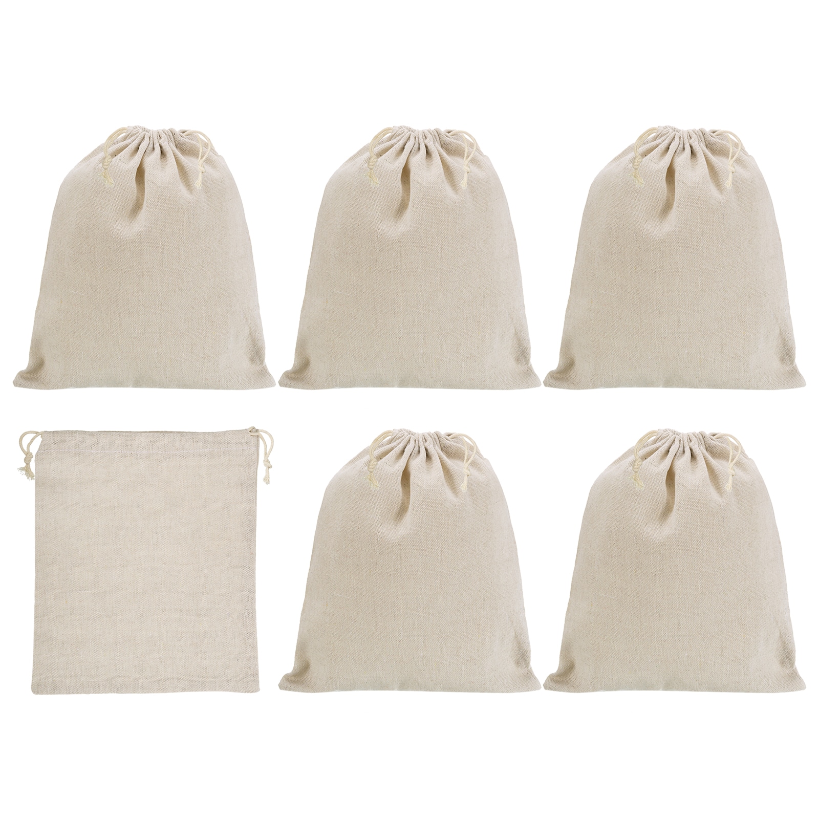 PATIKIL 10x8inch Coin Sacks Bag 6pcs Bank Deposit Change Transit Cash Bags with Drawstring Money Gift Sacks Style 1 Beige