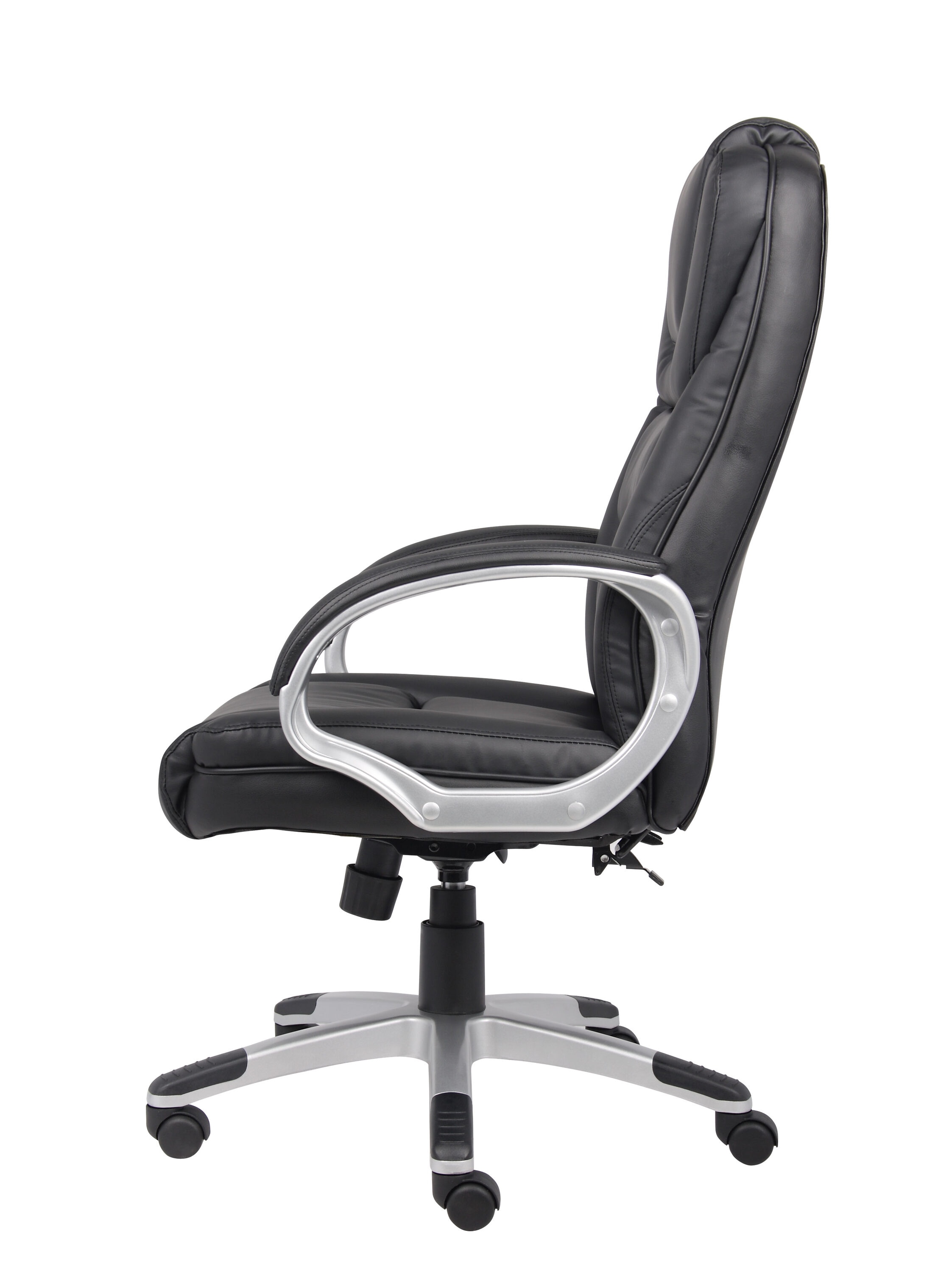 Ergonomic High-Back Swivel Executive Chair in Black LeatherPlus