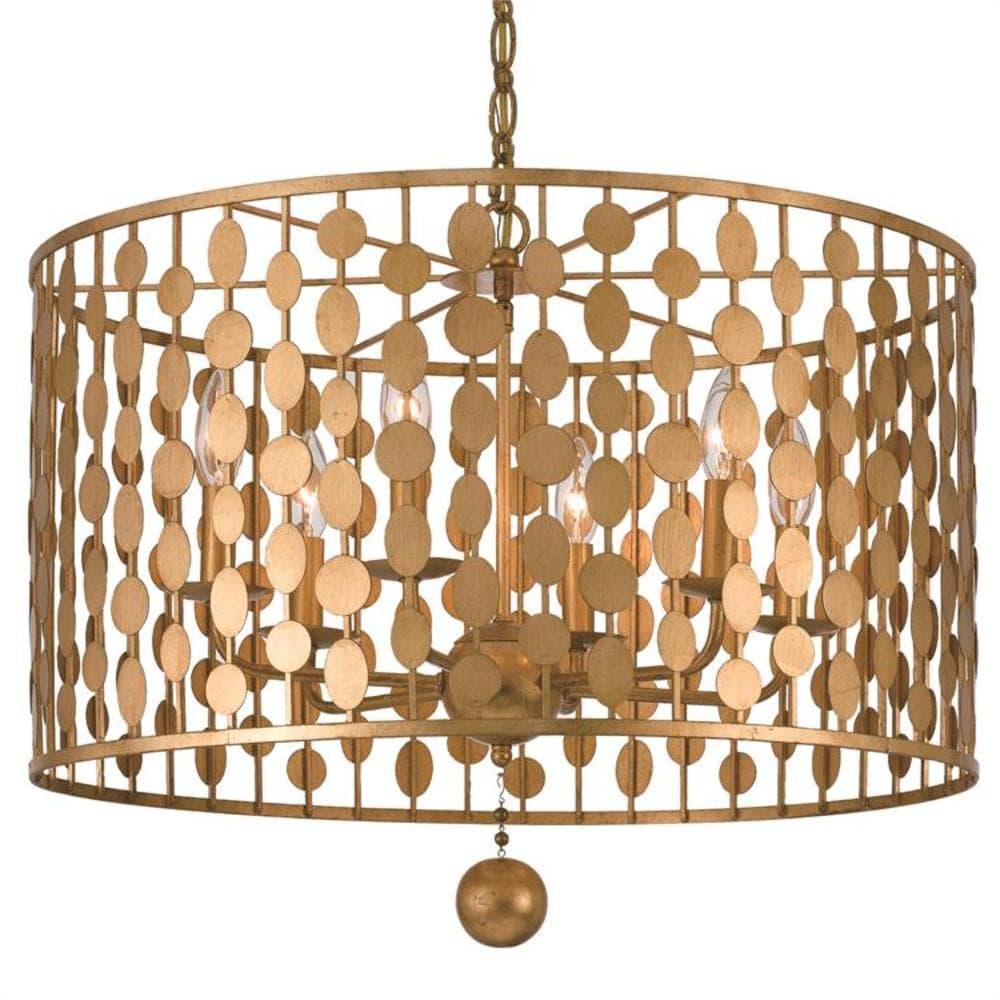 Crystorama 546-GA Layla 6 -Light Polished Gold Transitional For Use in Bathrooms, Foyers, Kitchens, Chandelier