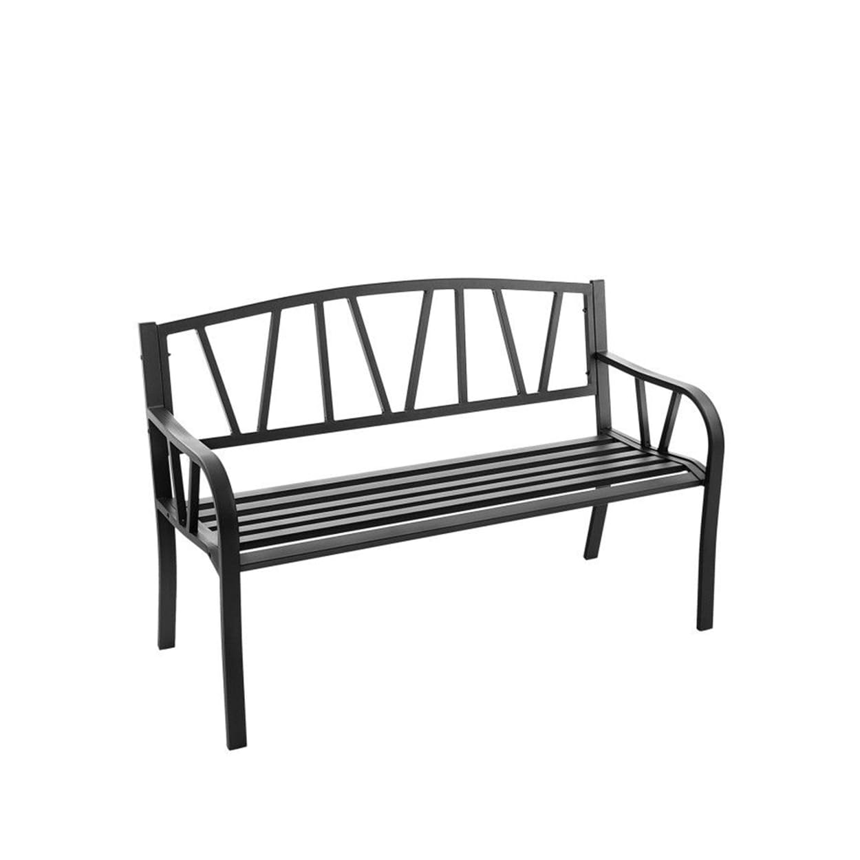 AHIOU HOME Solace 50-in W x 34-in H Black Iron Garden Bench