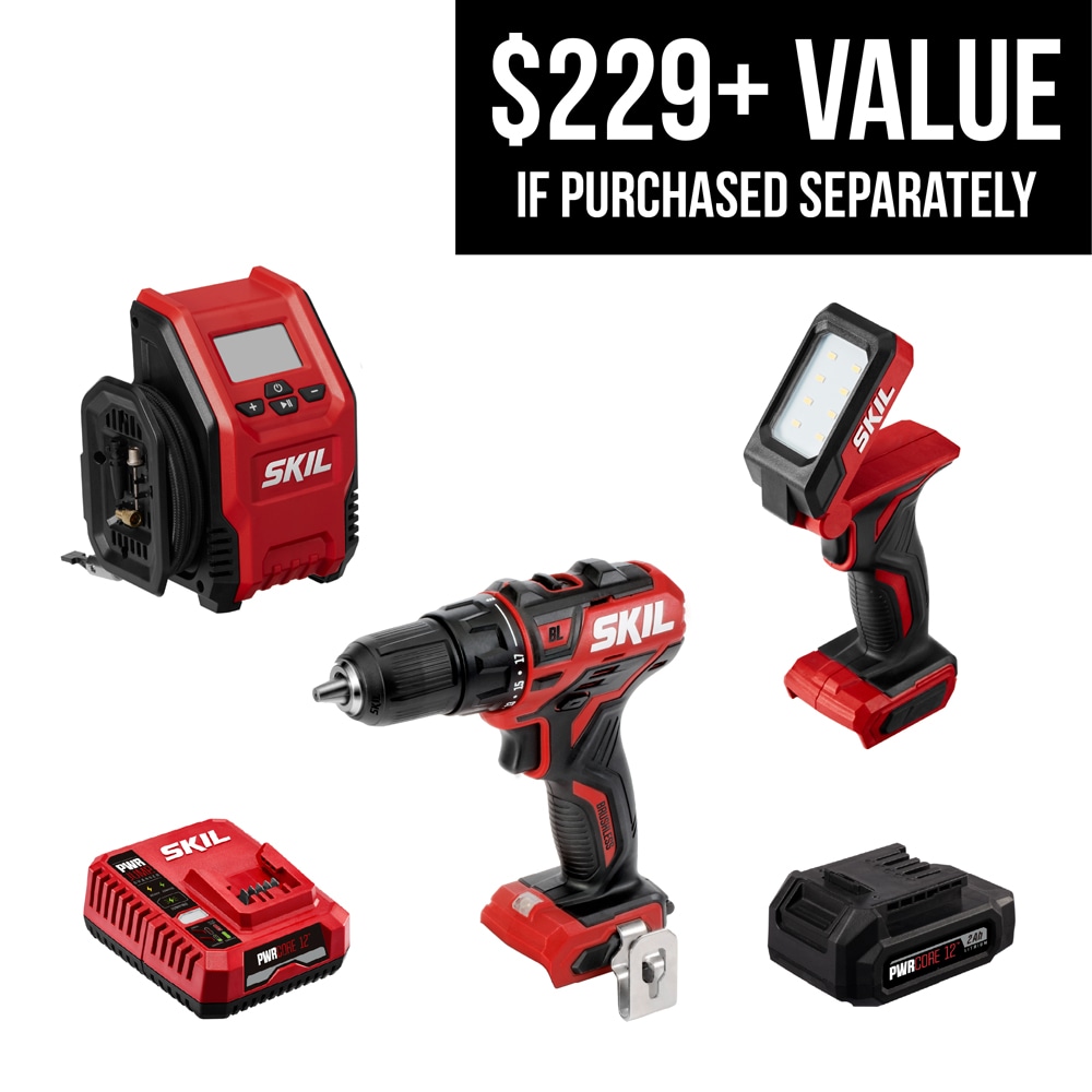 SKIL CB7431-10 PWR CORE 12-volt 3-Tool Brushless Power Tool Combo Kit (1-Battery Included and Charger Included)