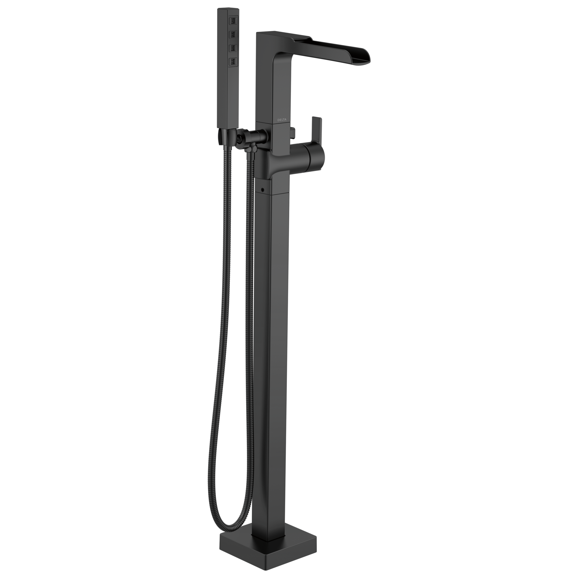 Delta T4768-BLFL Ara Matte Black 1-handle Freestanding Low-arc Bathtub Faucet with Hand Shower