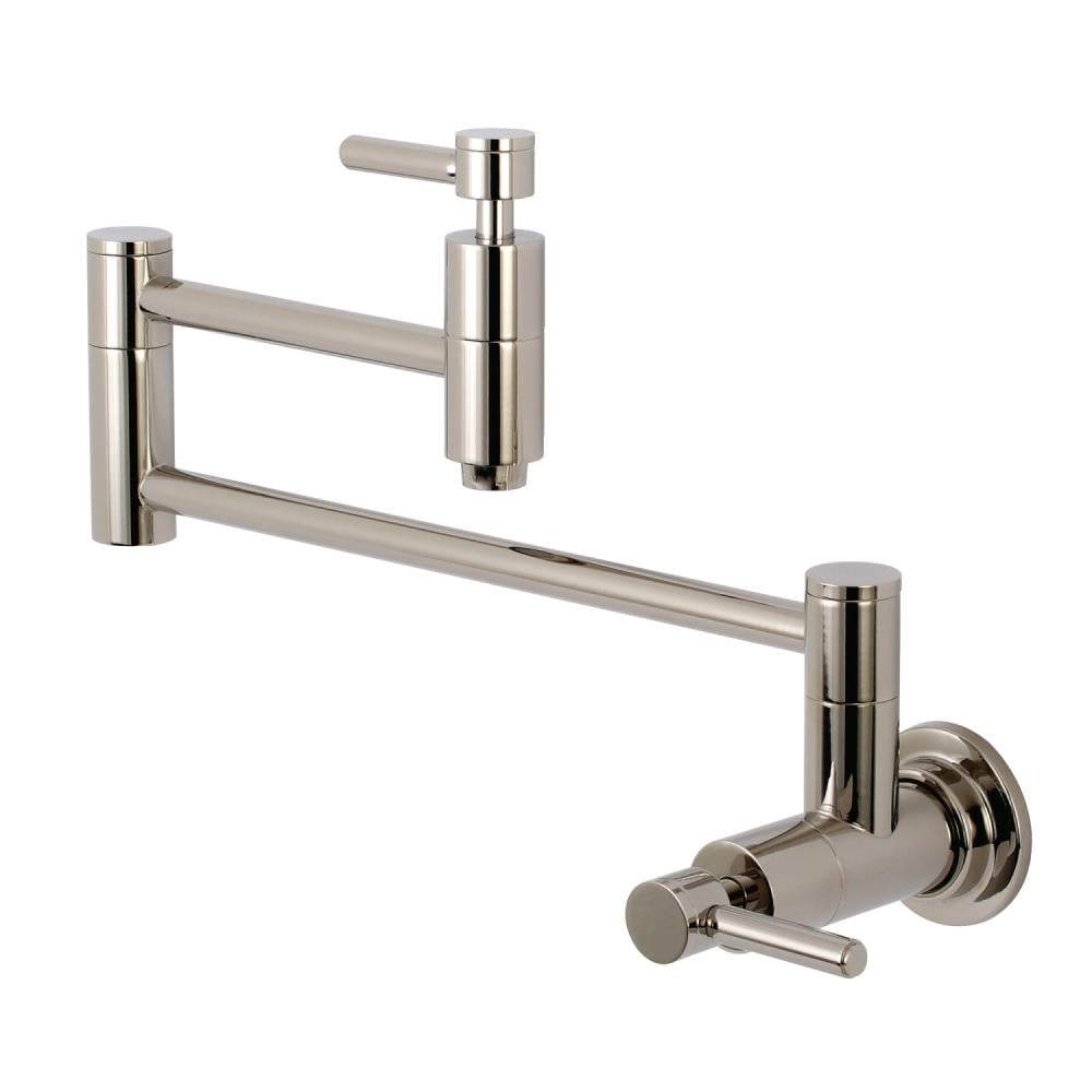 Kingston Brass WLKS8106DL Concord Polished Nickel Double Handle Wall-mount Pot Filler Kitchen Faucet