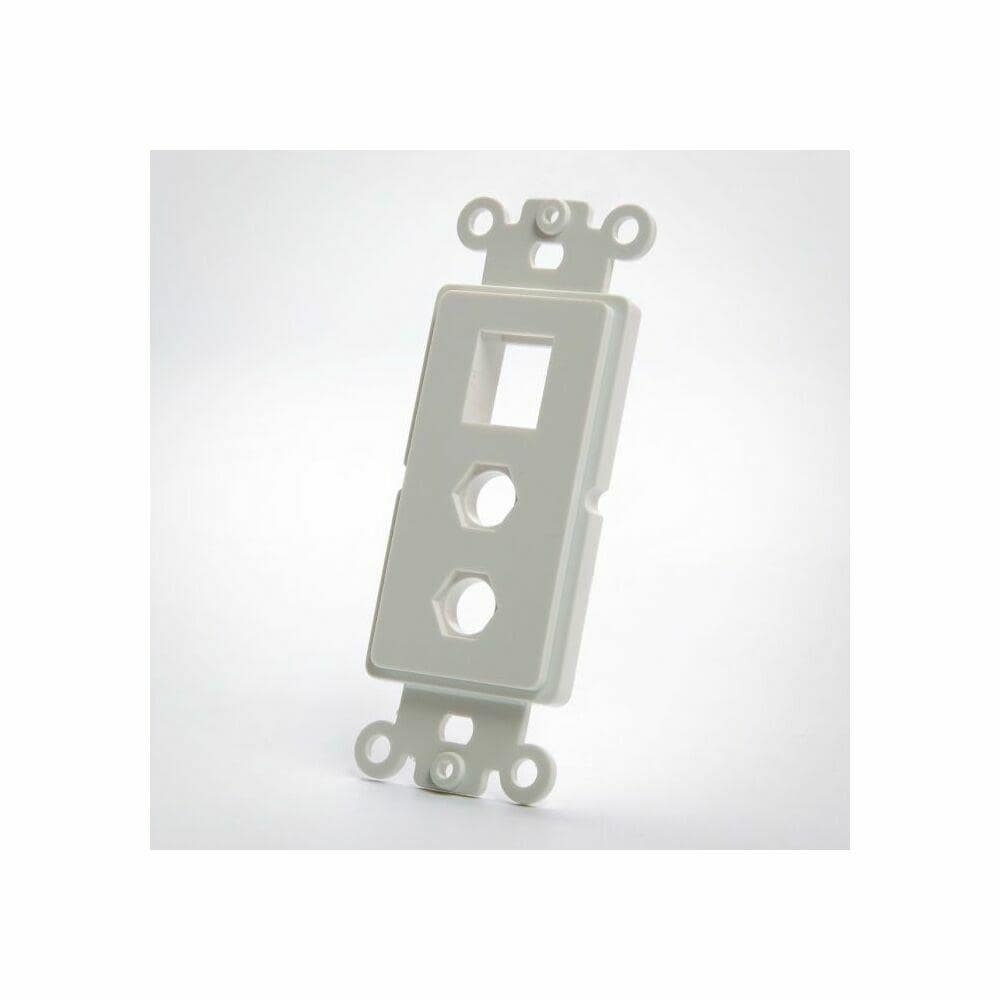  CPT1003 Vanco 820323 3 Port Decor Wall Plate Insert for Use with Keystone Jack F Inserts, White