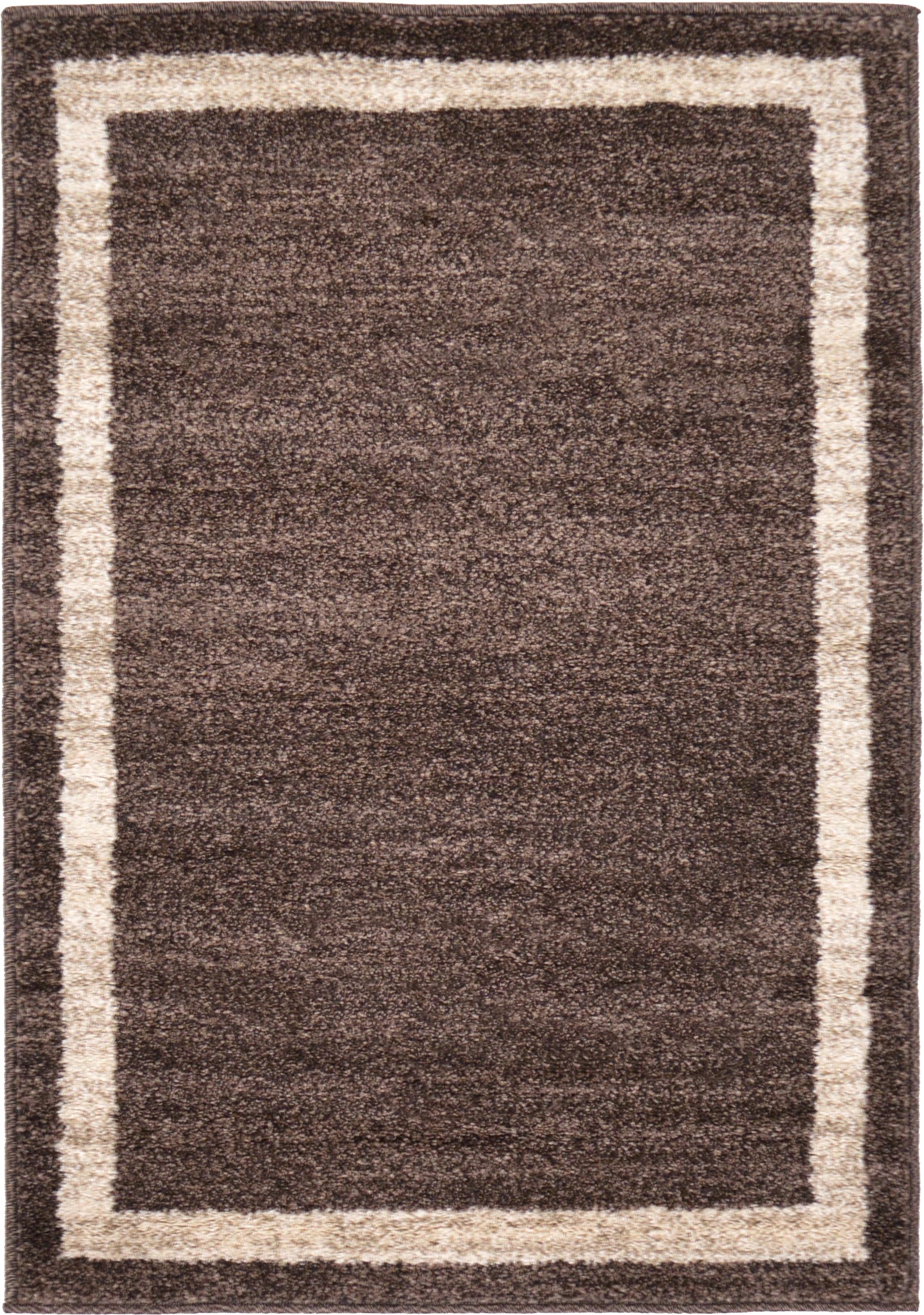 Reversible Tufted Spot Rug in Brown/Ivory, Easy Care Synthetic Material