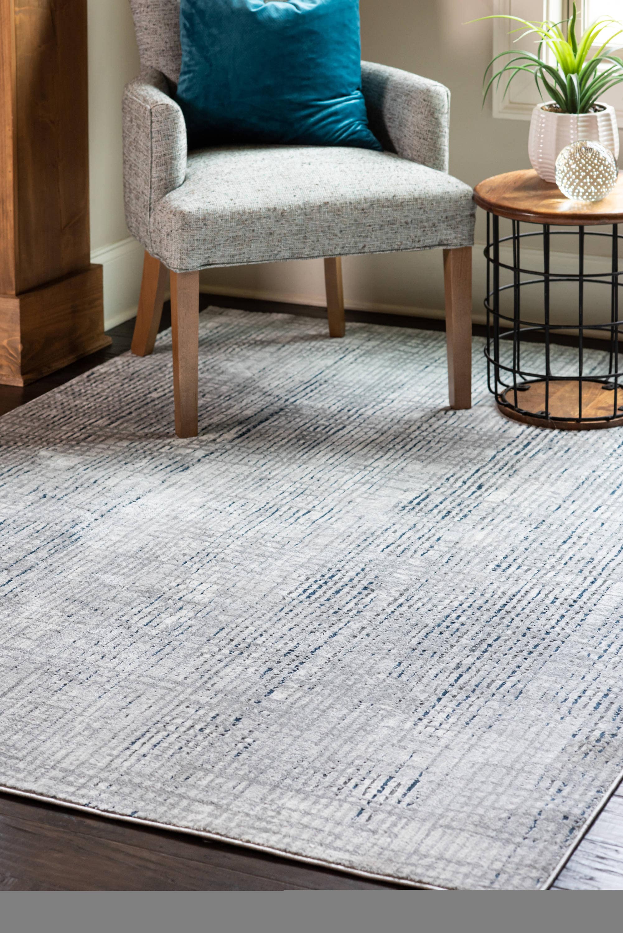 United Weavers Of America 4525 10561 24 Madrid 2 x 3 (ft) Polyester Denim Blue Rectangular Indoor Abstract Area rug