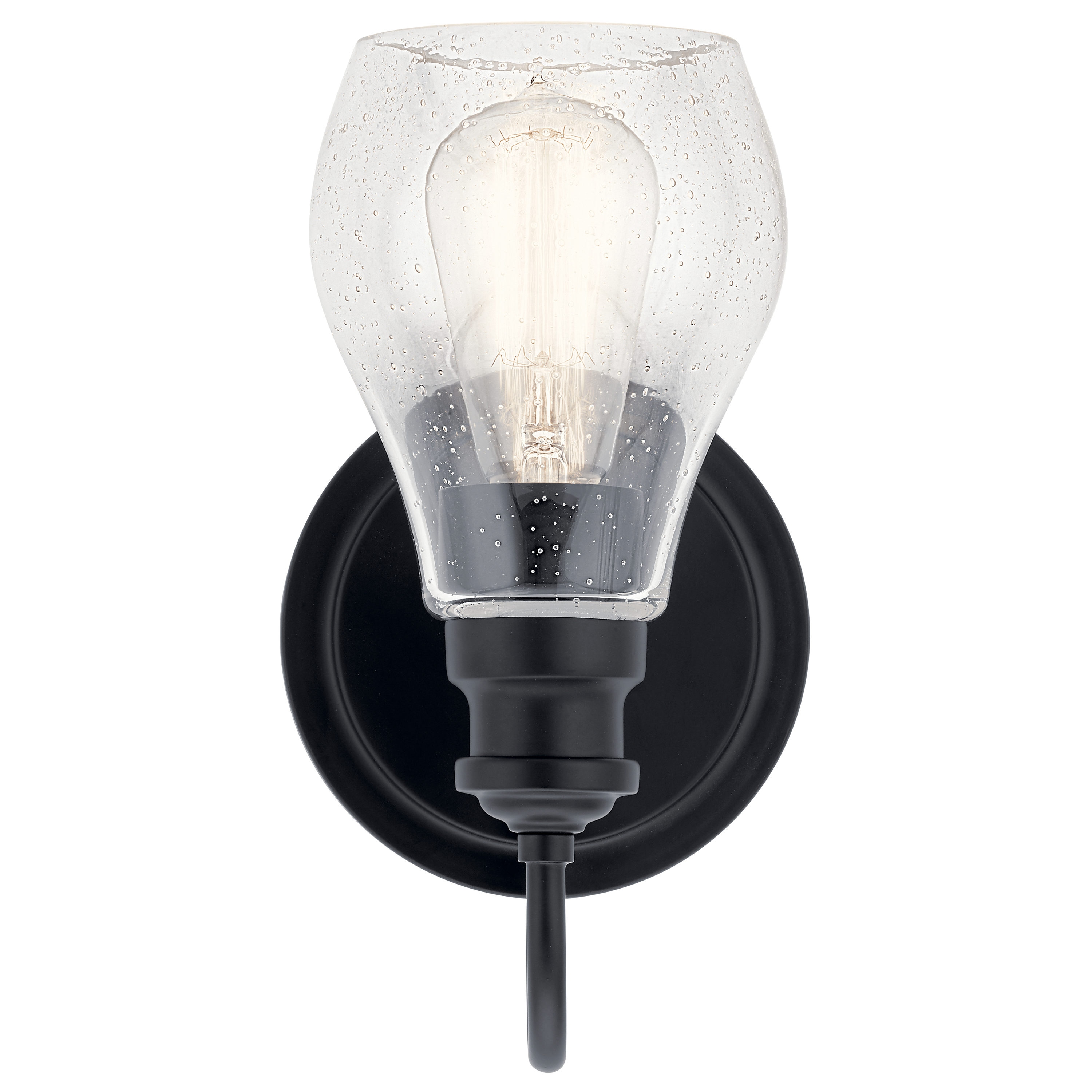 Black Teardrop Shade Outdoor Wall Sconce with Clear Glass
